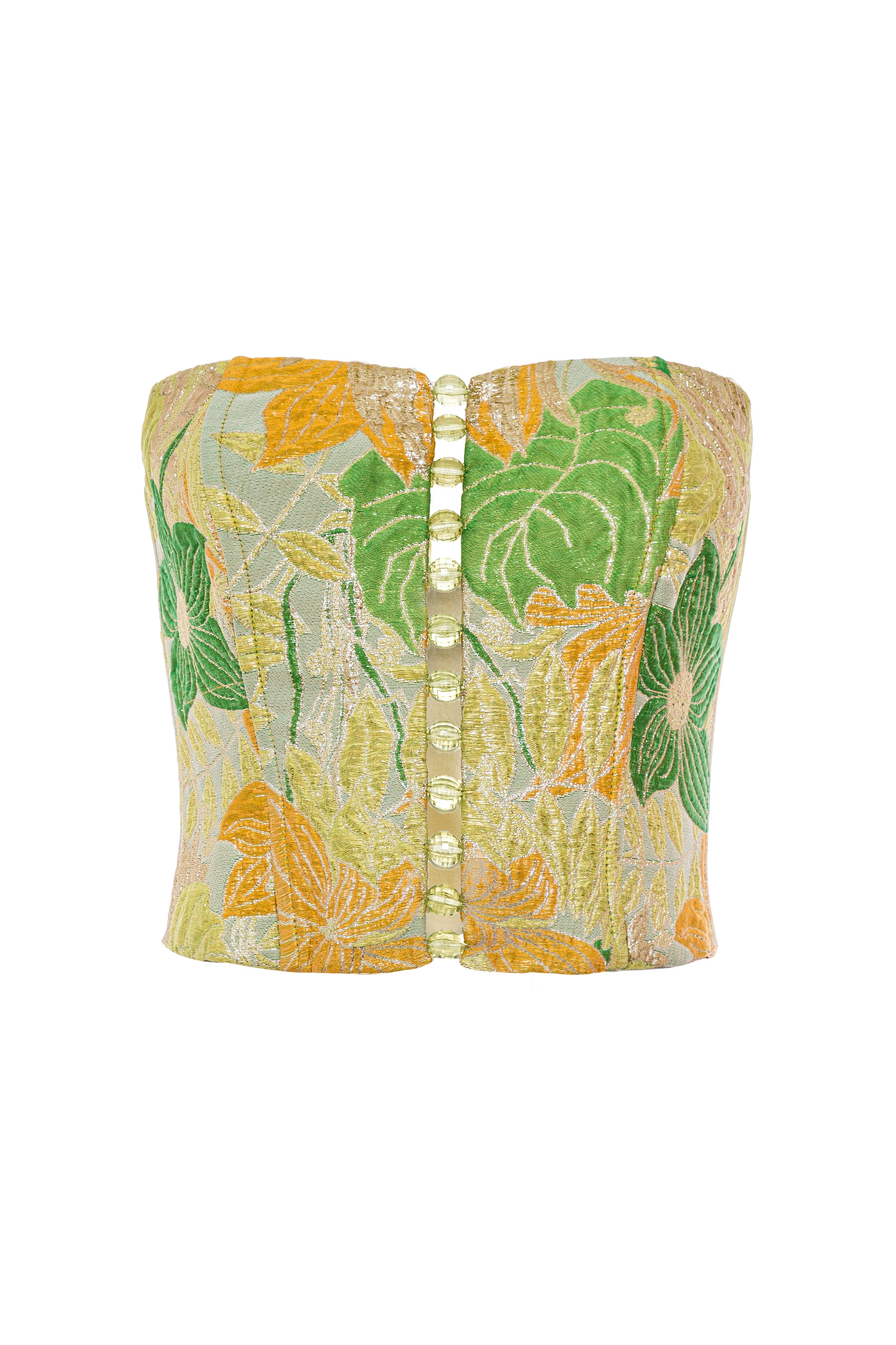 Roccie-Angless Floral Patterned Strapless Corset-1-Milagron.com