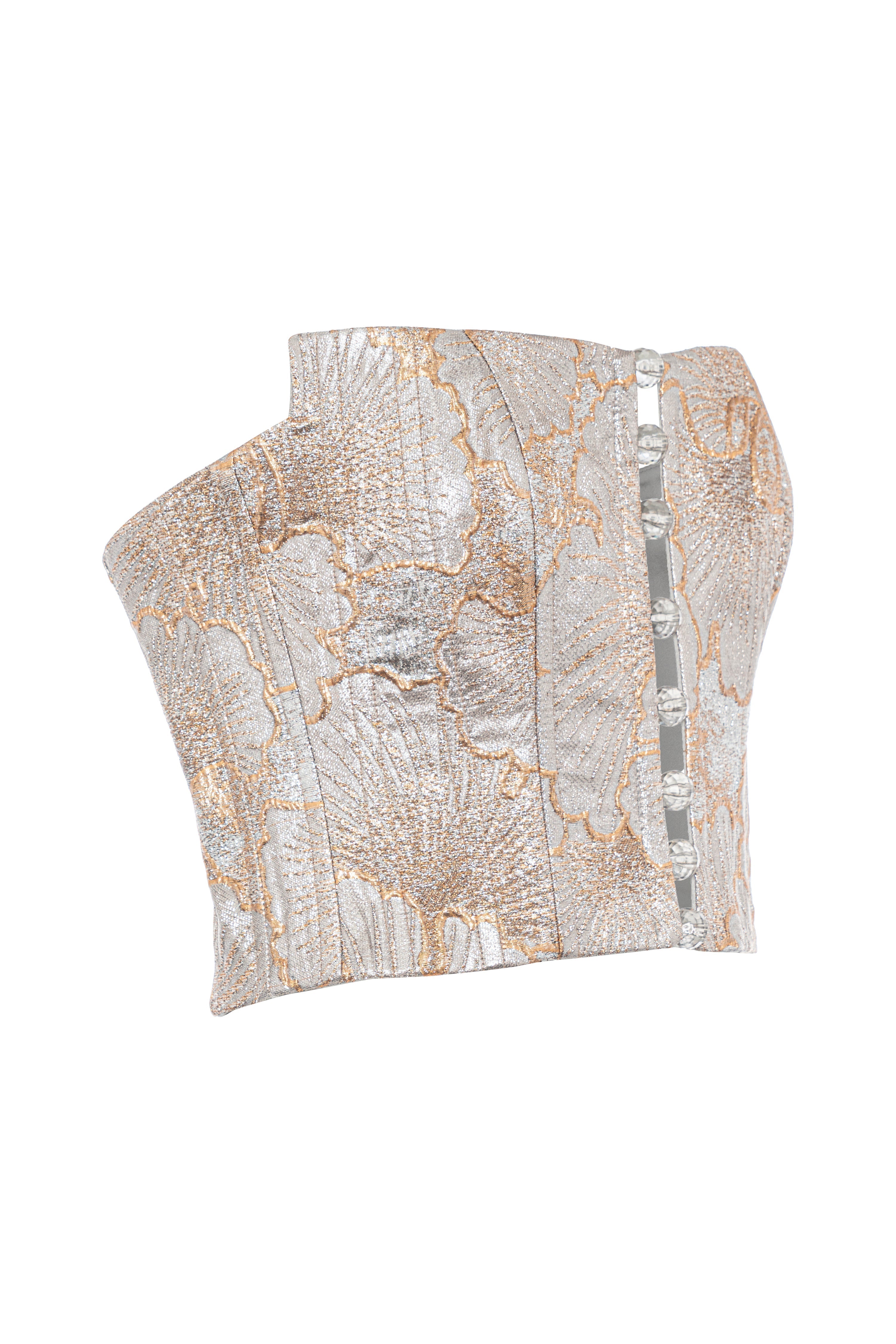 Roccie-Angless Patterned Strapless Corset Grey-Büstiyer-2-Milagron.com