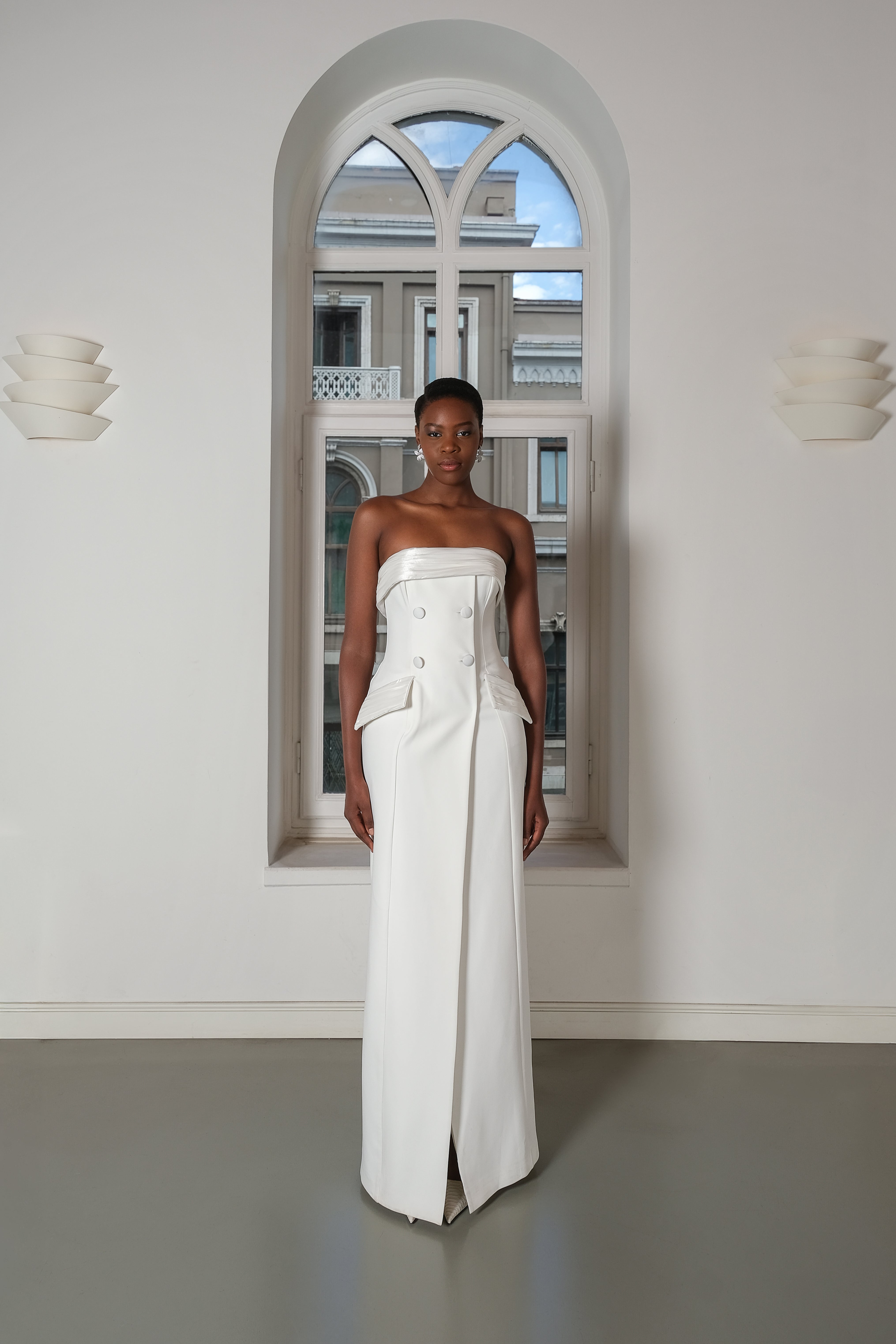 Roccie-Gloria Strapless Wrap Effect Maxi Dress-Elbise-1-Milagron.com