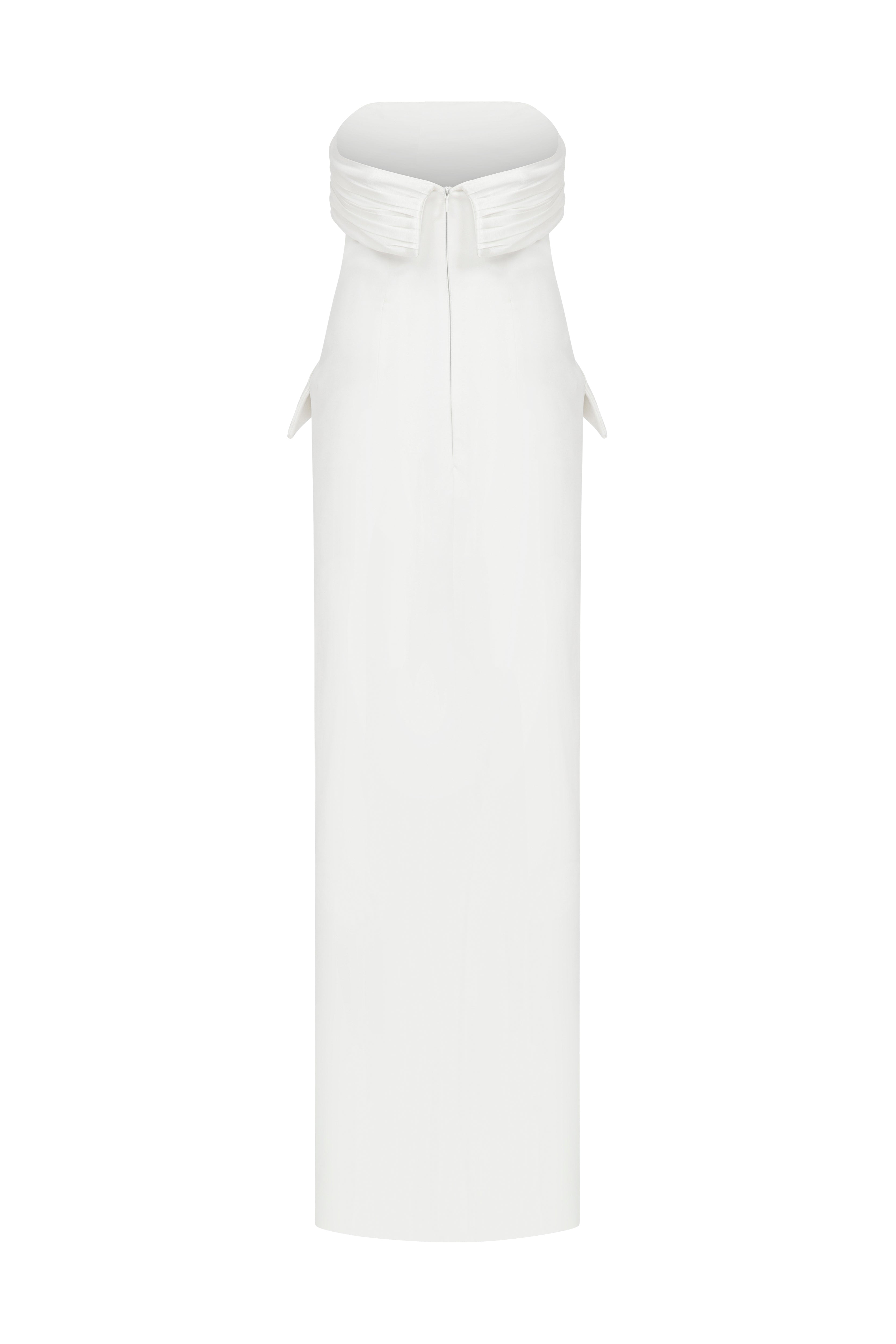 Roccie-Gloria Strapless Wrap Effect Maxi Dress-Elbise-5-Milagron.com
