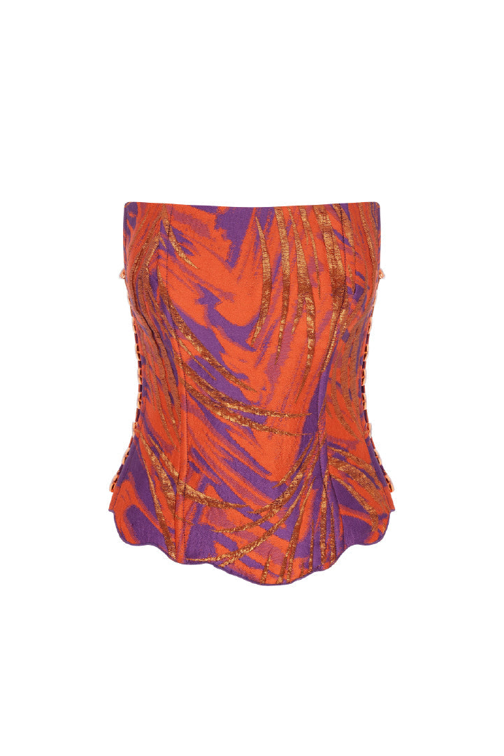 Roccie-Ingrid Patterned Strapless Corset-Büstiyer-1-Milagron.com