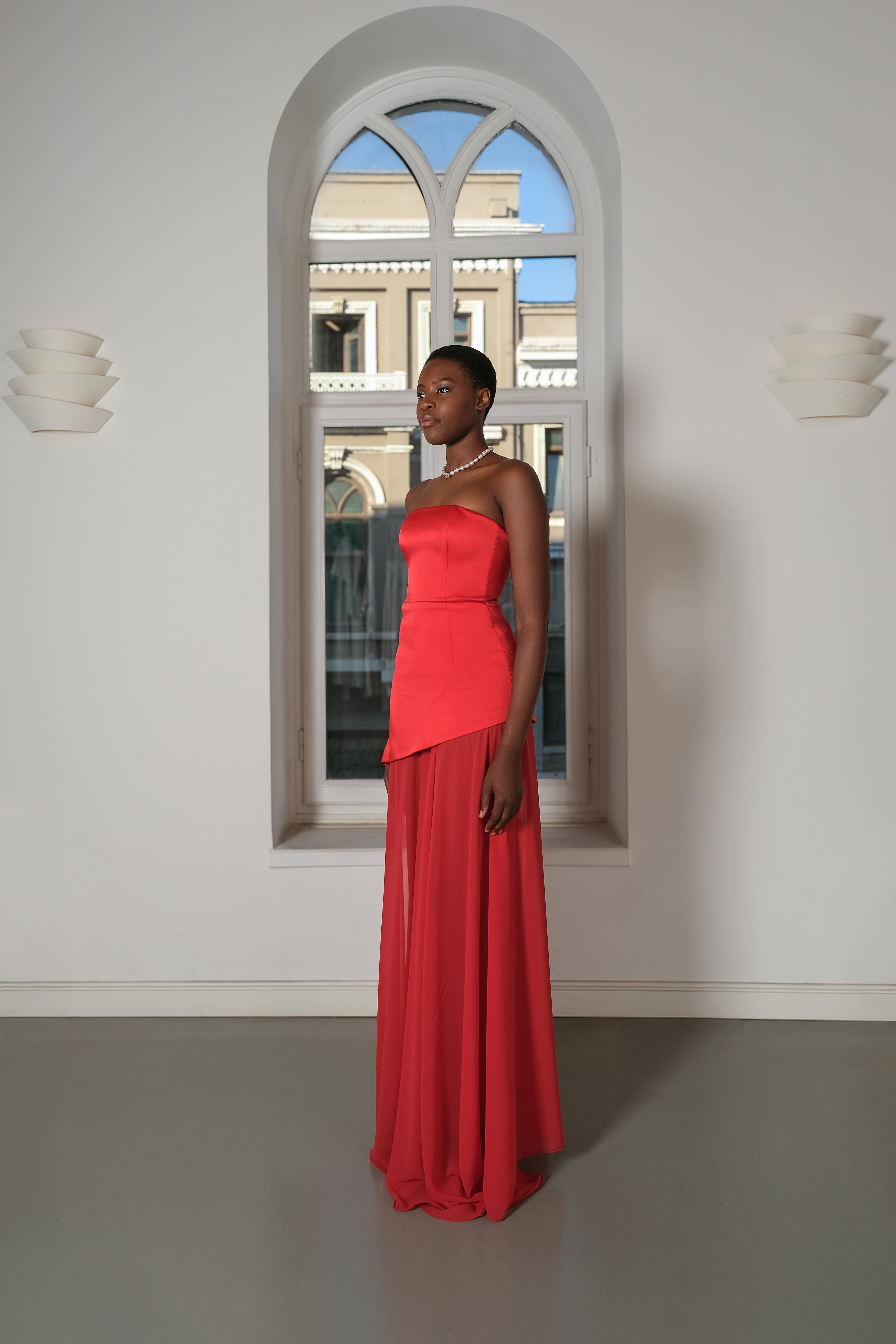 Roccie-Kaila Strapless Asymmetric Maxi Dress-Elbise-2-Milagron.com