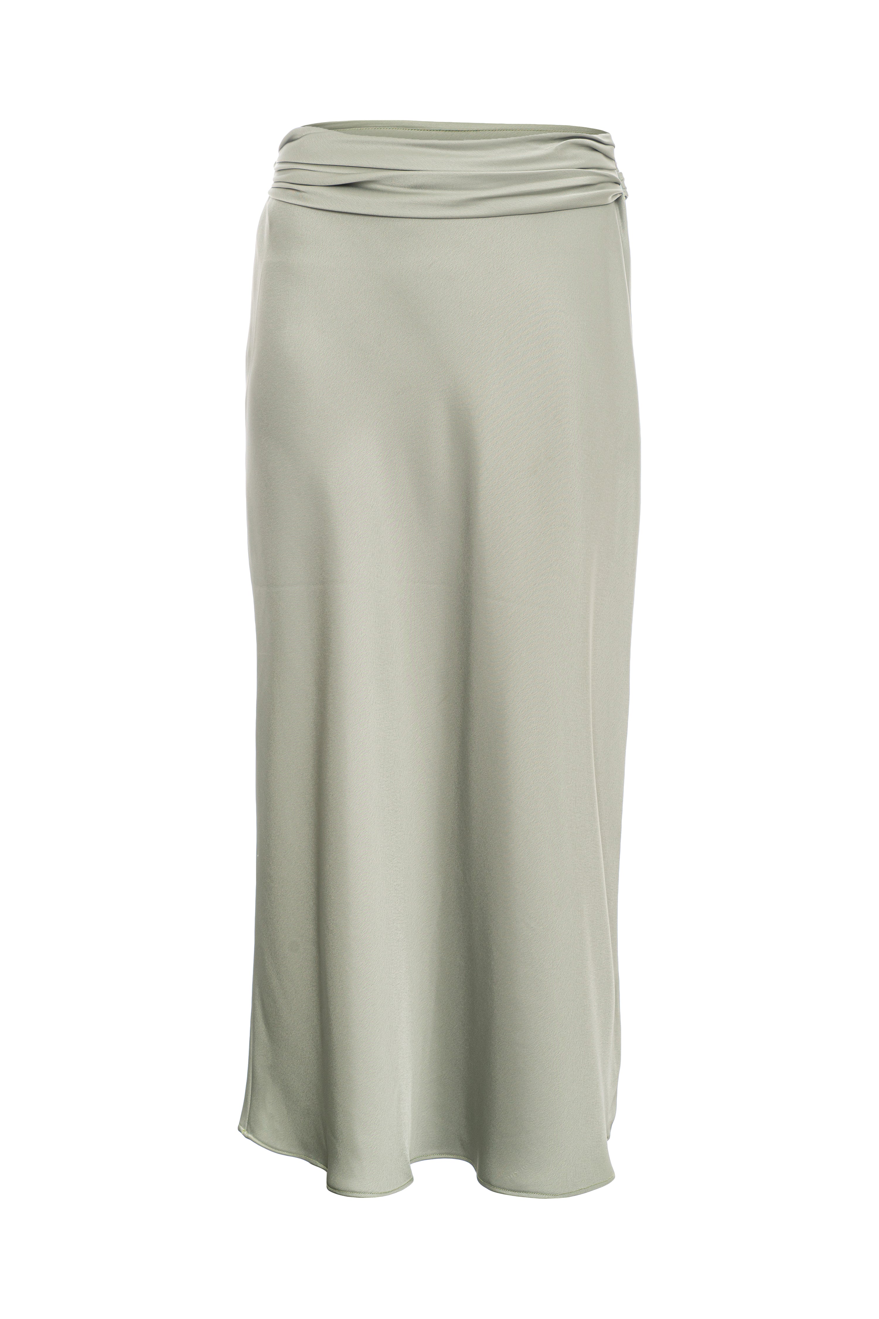 Roccie-Luna Draped Satin Midi Skirt-Etek-1-Milagron.com
