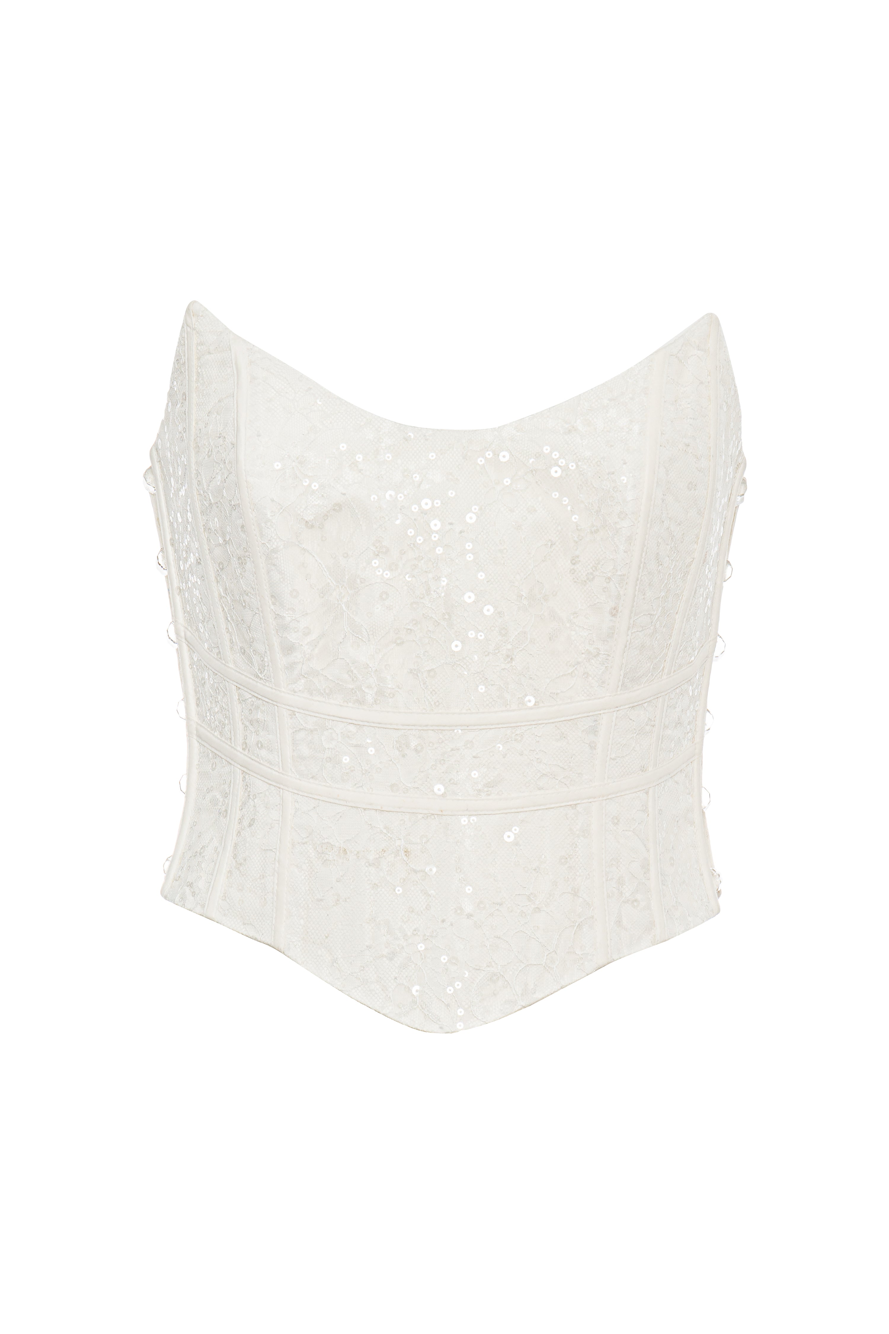 Roccie-Marie Strapless Corset With Sequined Side Bead Detail-Büstiyer-1-Milagron.com