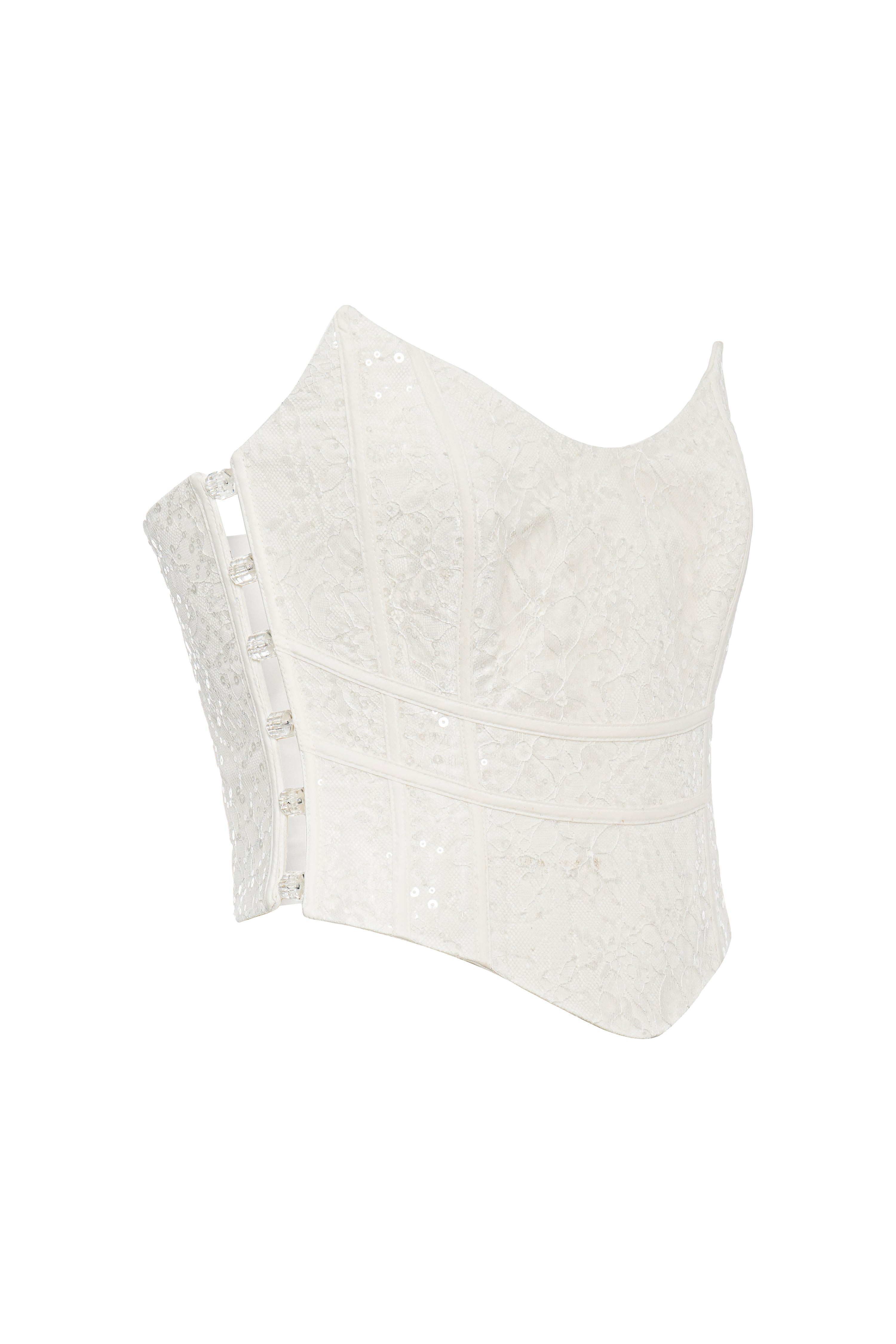 Roccie-Marie Strapless Corset With Sequined Side Bead Detail-Büstiyer-3-Milagron.com