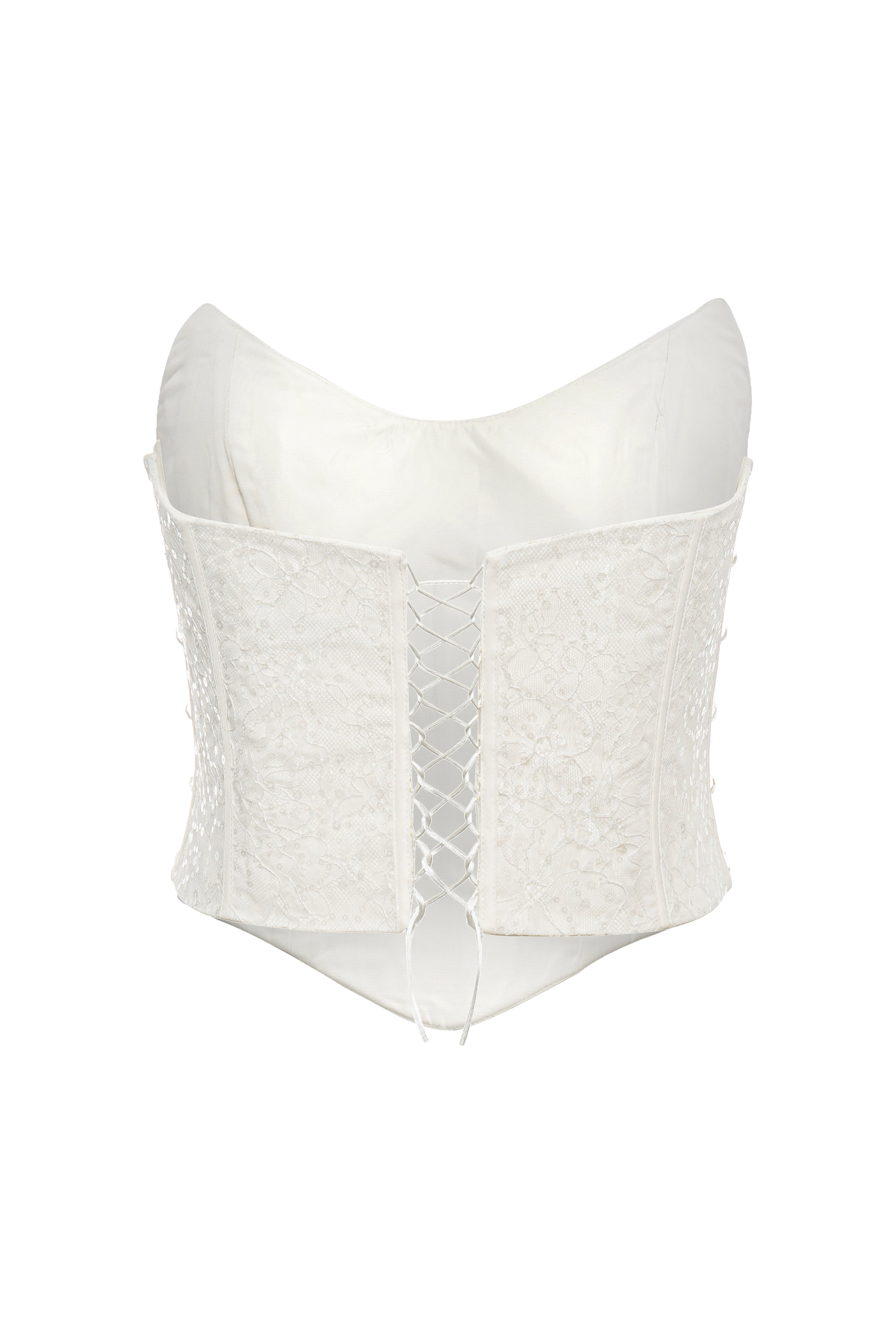 Roccie-Marie Strapless Corset With Sequined Side Bead Detail-Büstiyer-4-Milagron.com