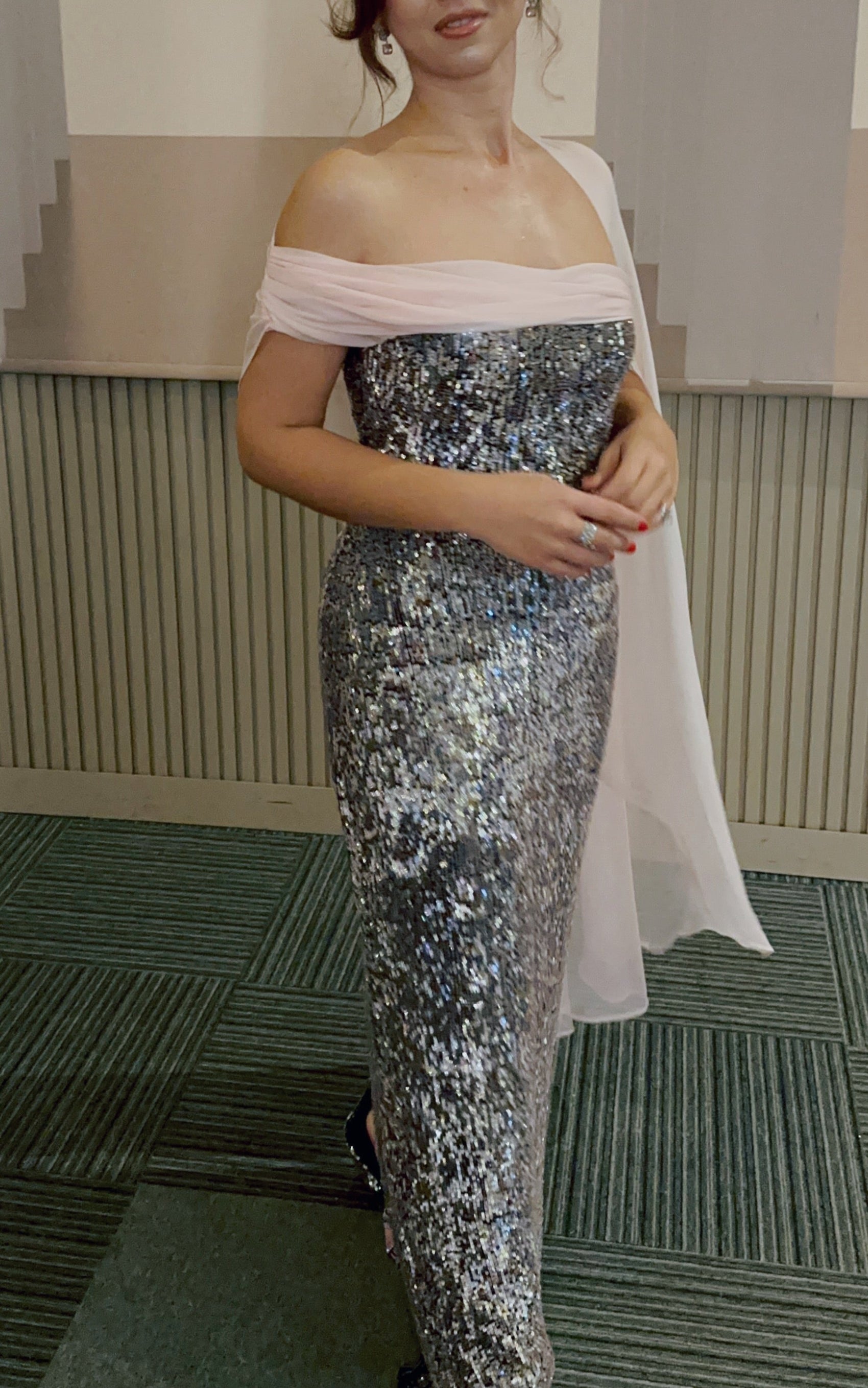 Roccie-Marysia Sequined One Shoulder Maxi Dress-Elbise-1-Milagron.com