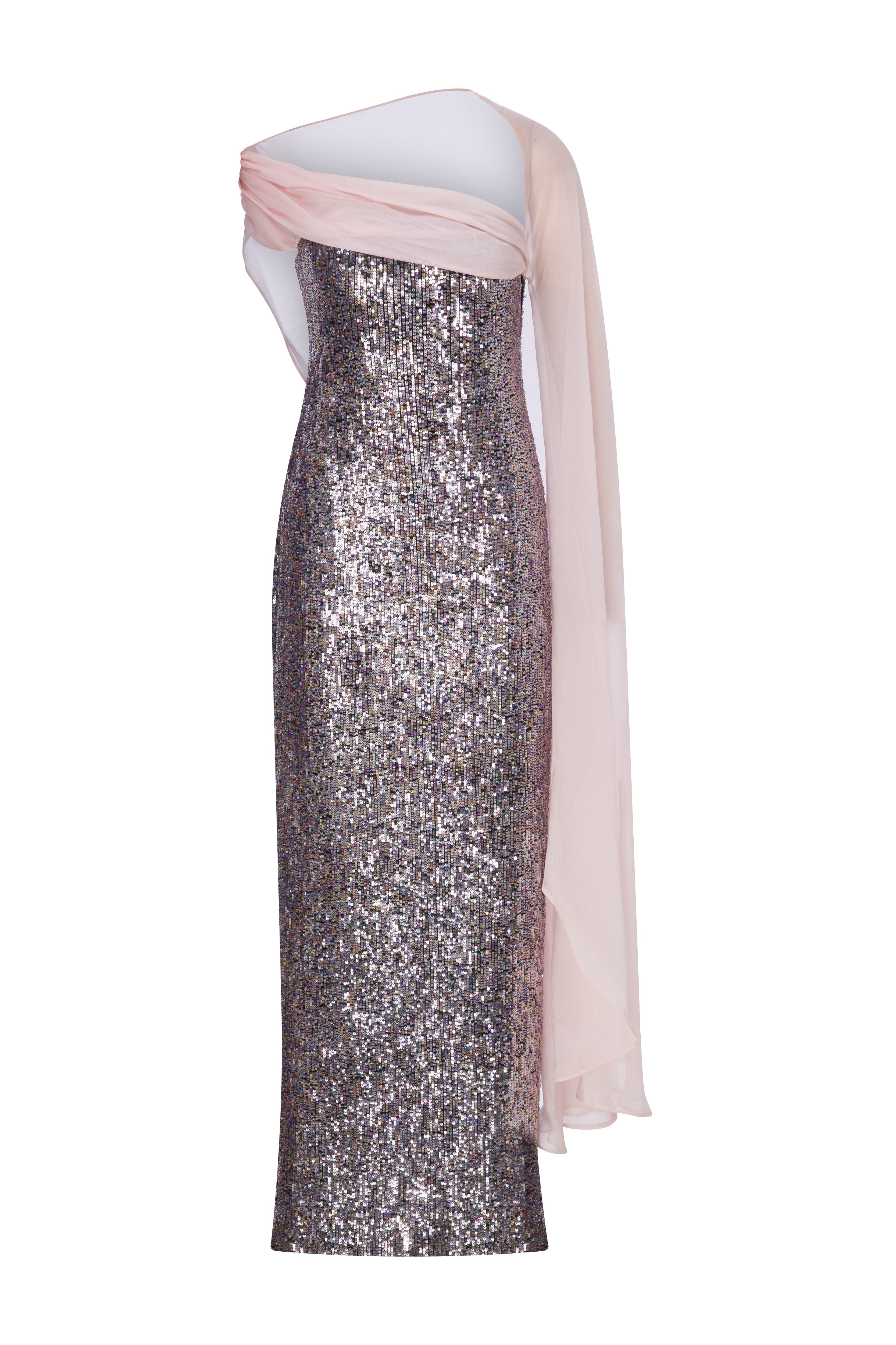 Roccie-Marysia Sequined One Shoulder Maxi Dress-Elbise-2-Milagron.com
