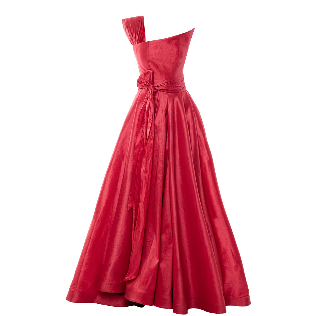 Roccie-Neria Asymmetric One Shoulder Maxi Gown-1-Milagron.com