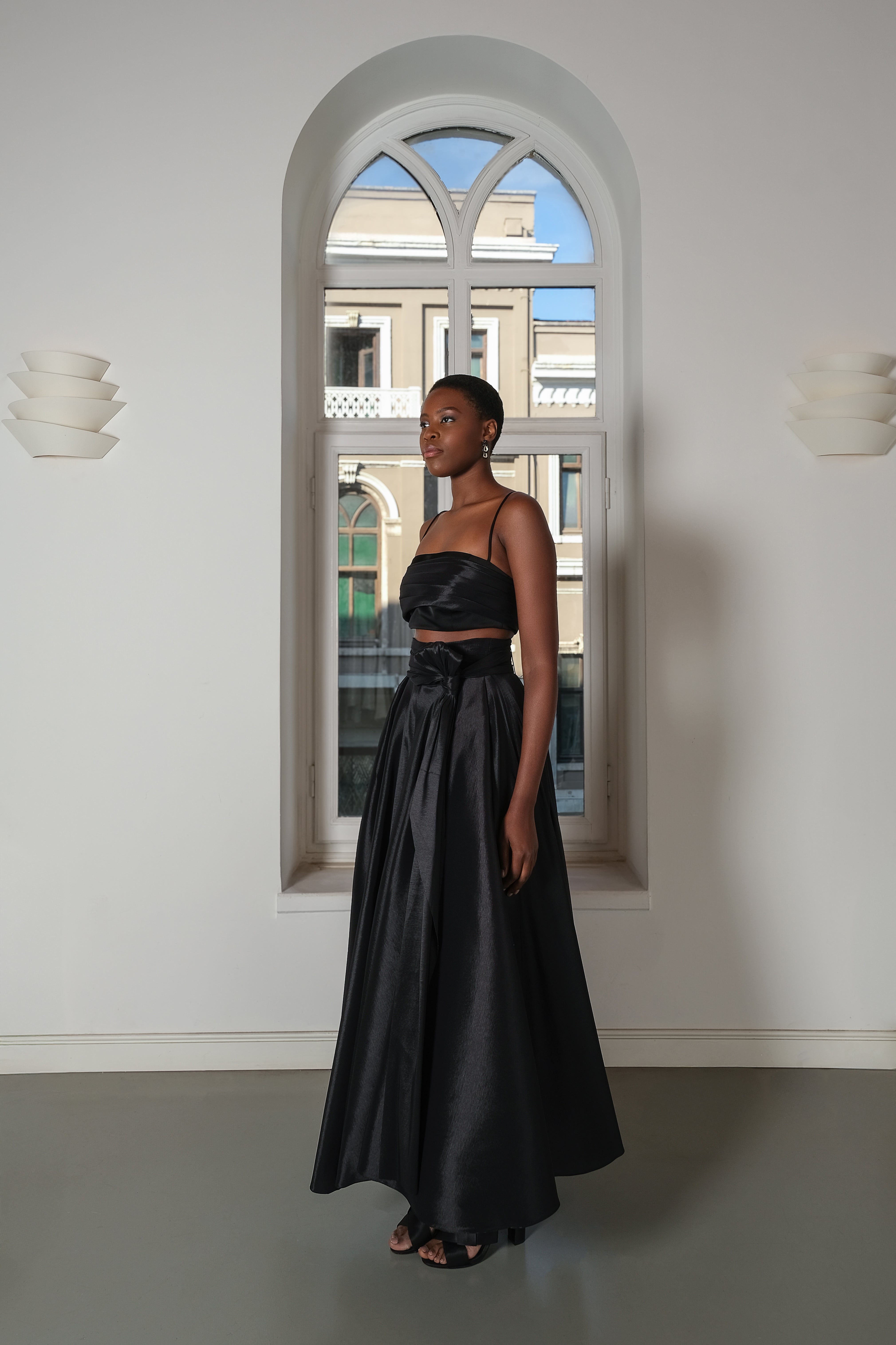 Roccie-Rosalinda Taffeta Maxi Skirt-Etek-2-Milagron.com