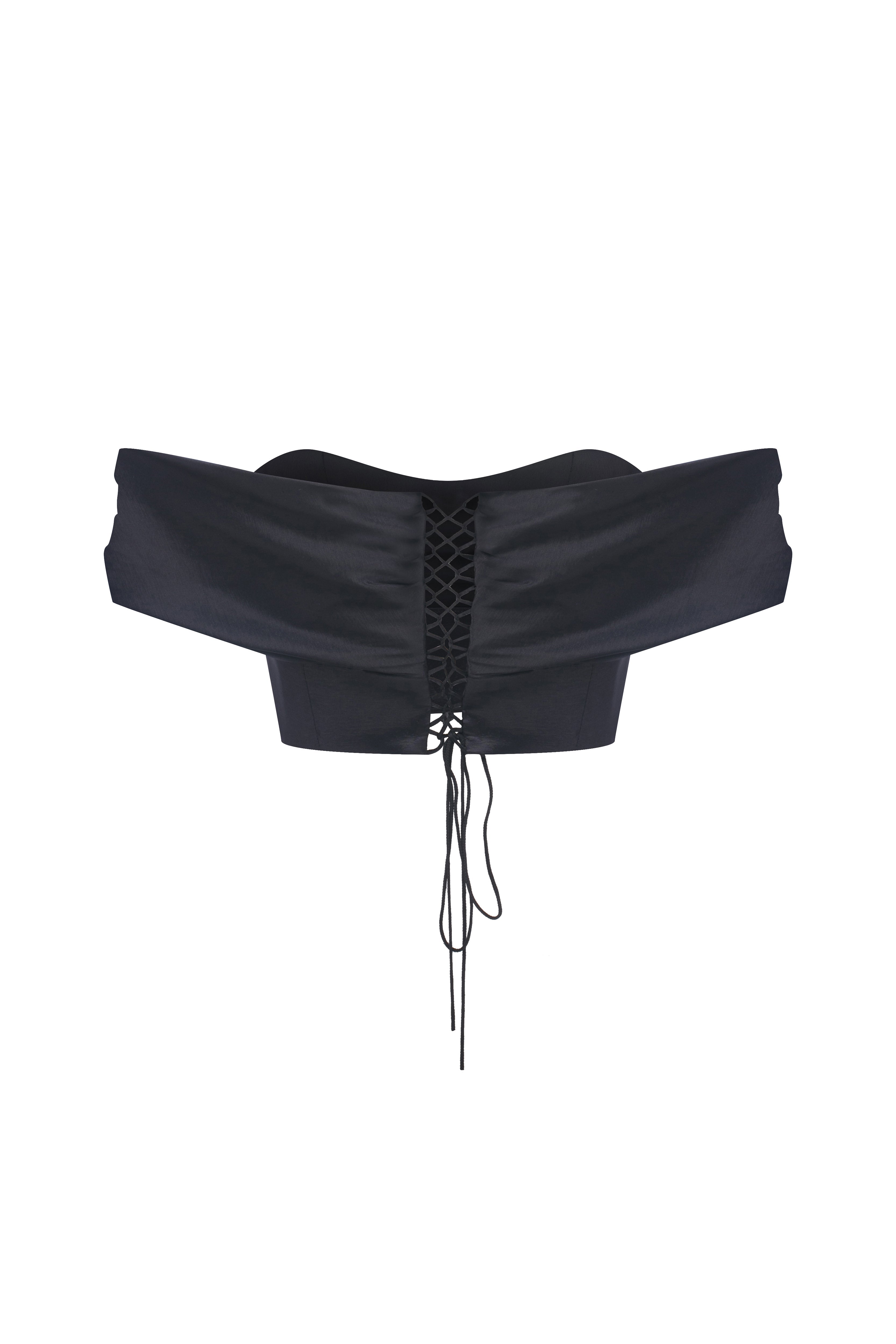 Roccie-Seraphina Off Shoulder Mini Top With Taffeta And Satin Mix-Top-6-Milagron.com