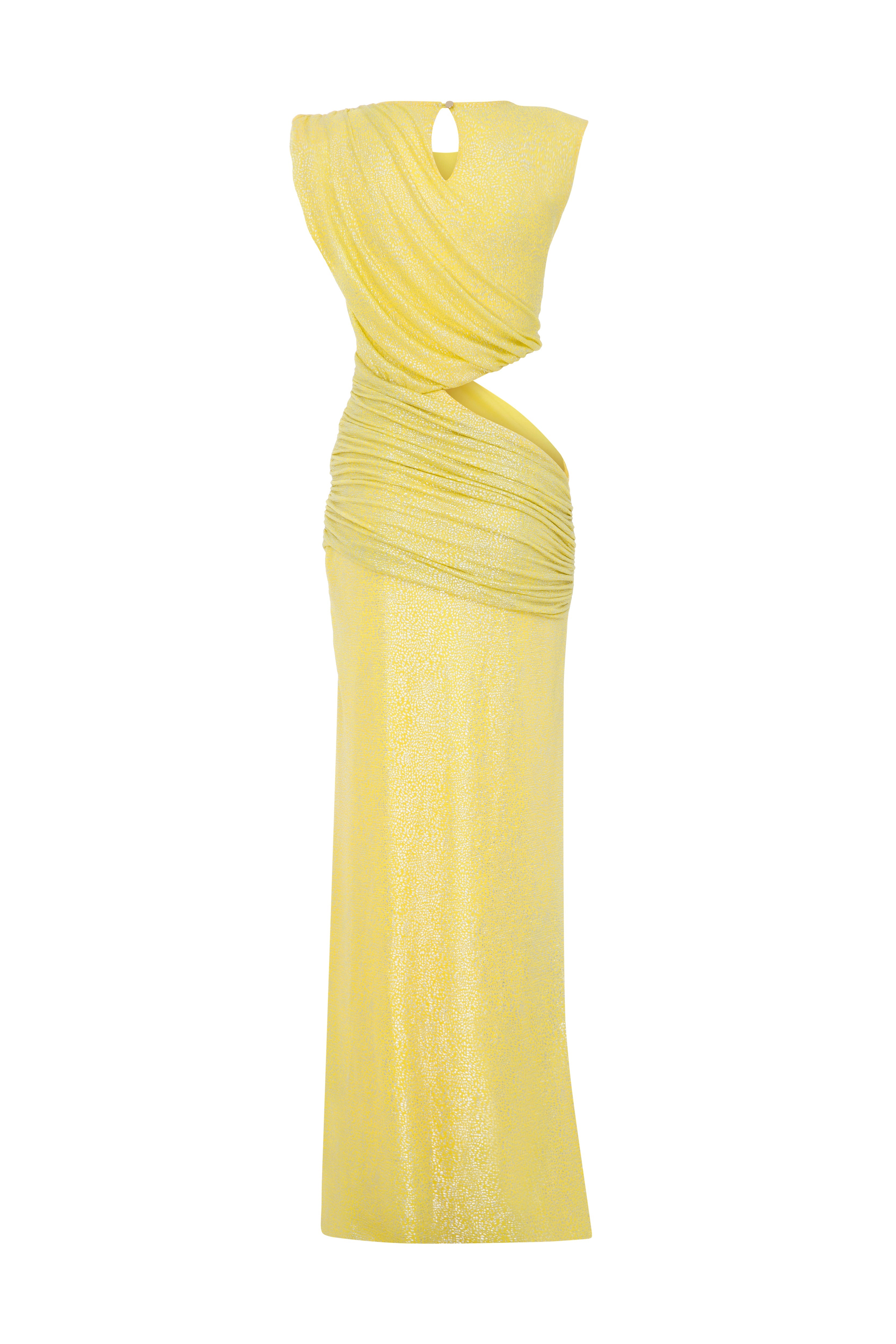 Roccie-Sydney Asymmetric Cutout Maxi Dress-Elbise-2-Milagron.com