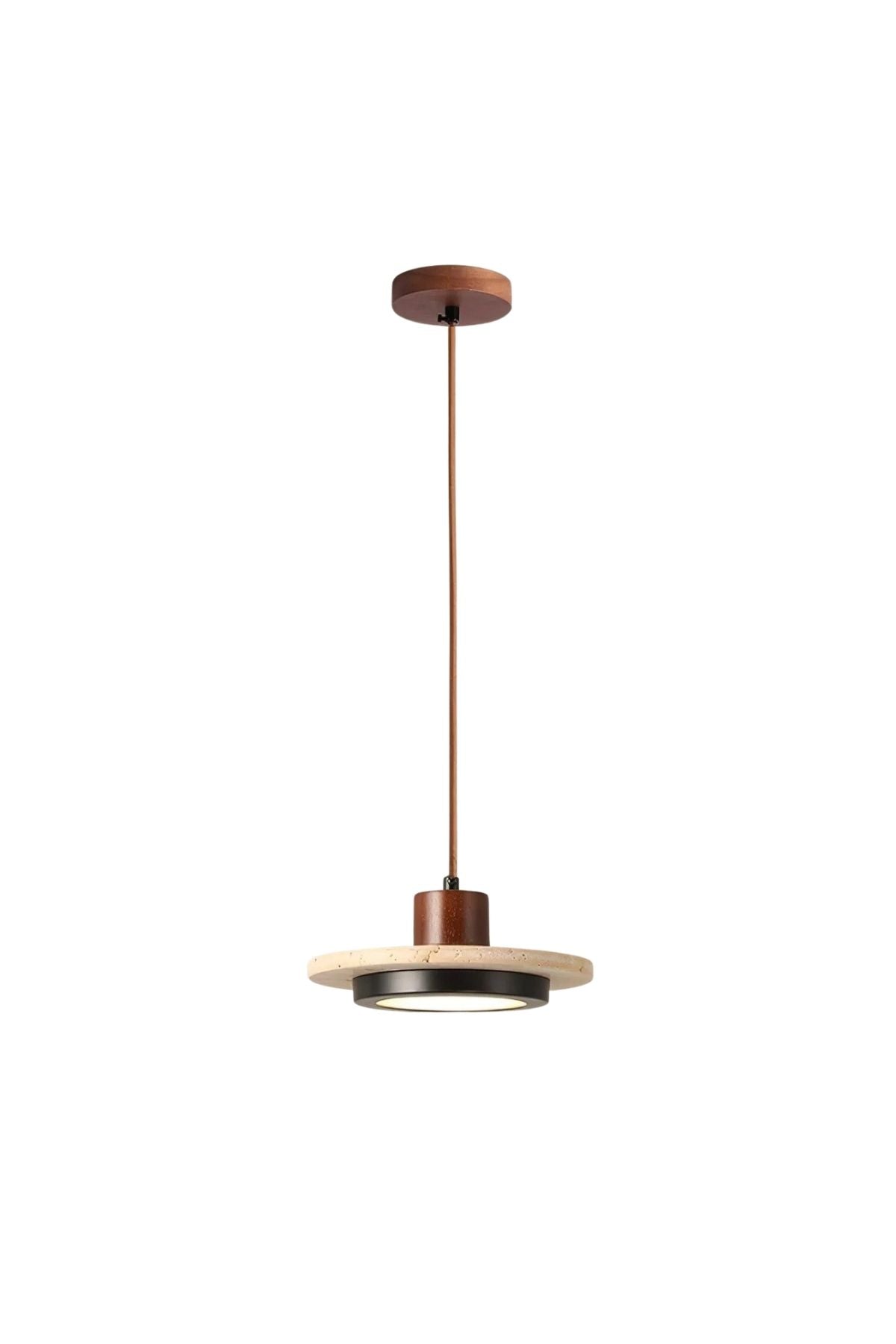 Boise Modern Traverten Taş & Ahşap Tasarım Entegre Led'Li Sarkıt Avize Vid-Bse-Trv-Led
