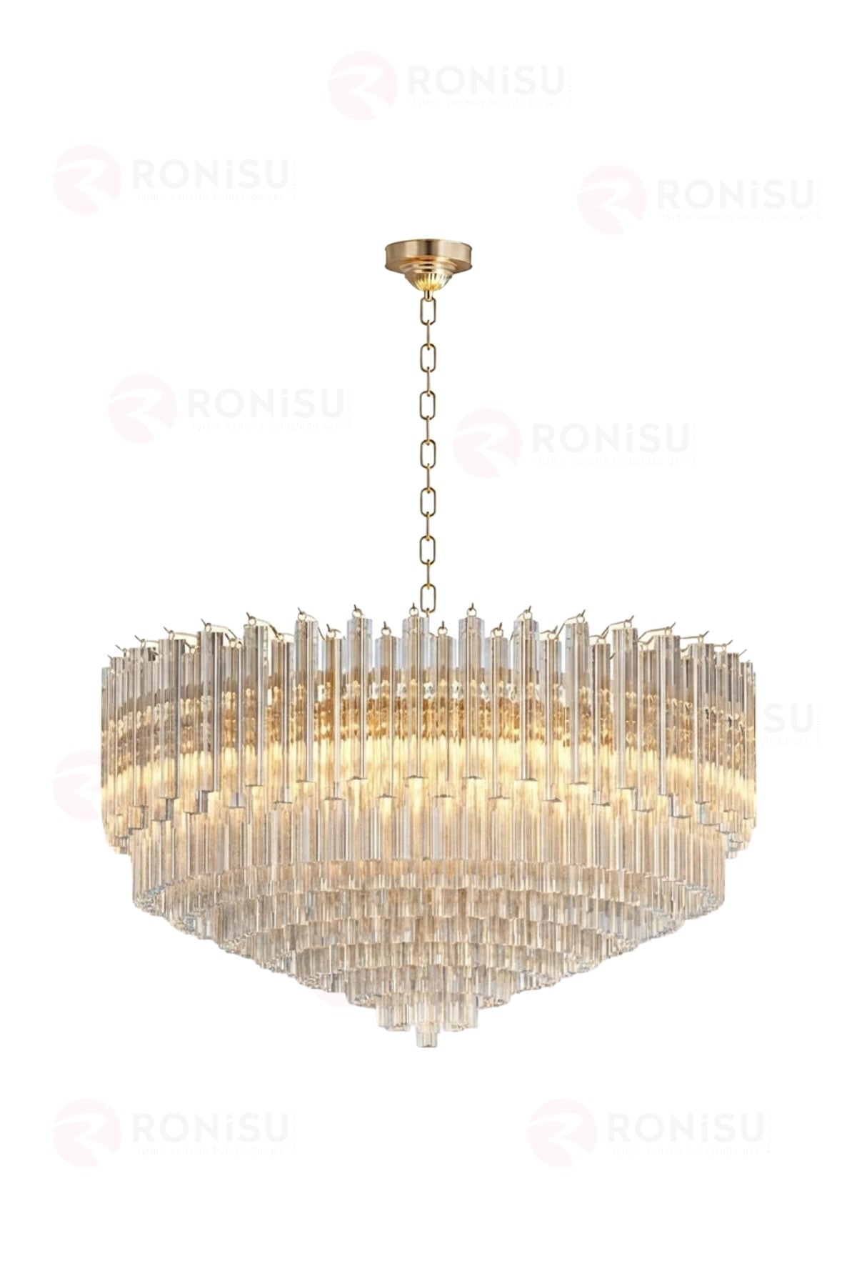 Borexia Gold Lüks Kristal Prizma Camlı Modern Salon Avizesi - Ra-Avz- 4626-18-85