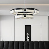 Fusara Mermer Avize – Siyah Gövdeli, Çift Katlı Modern Halka Tasarım Avize Ra-Avz- 6107-37-96