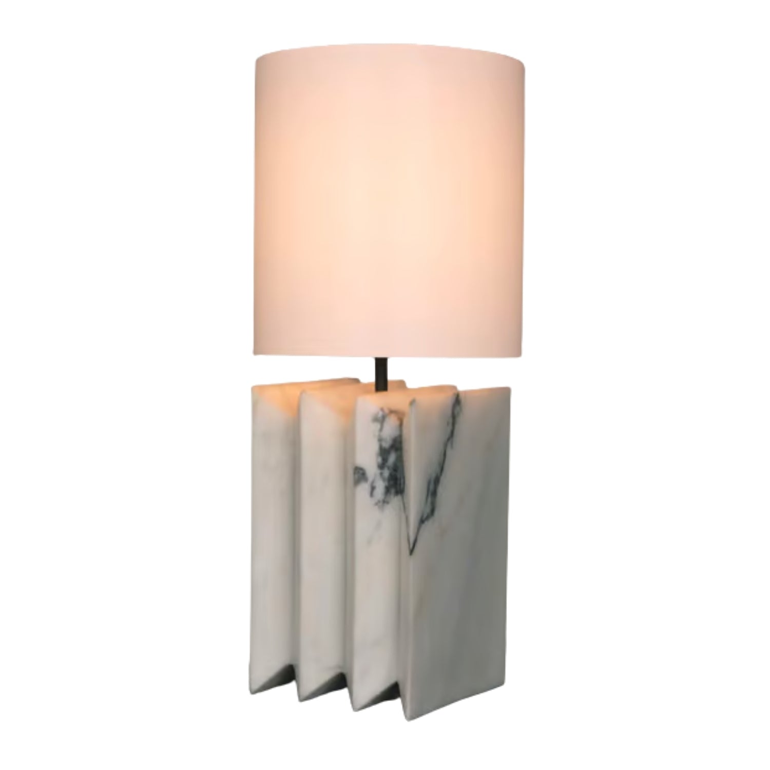 Noirex Modern Lüks Akordeon Kıvrımlı Doğal Mermer Gövdeli Kumaş Şapkalı Masa Lambası (Lamp788Sh)