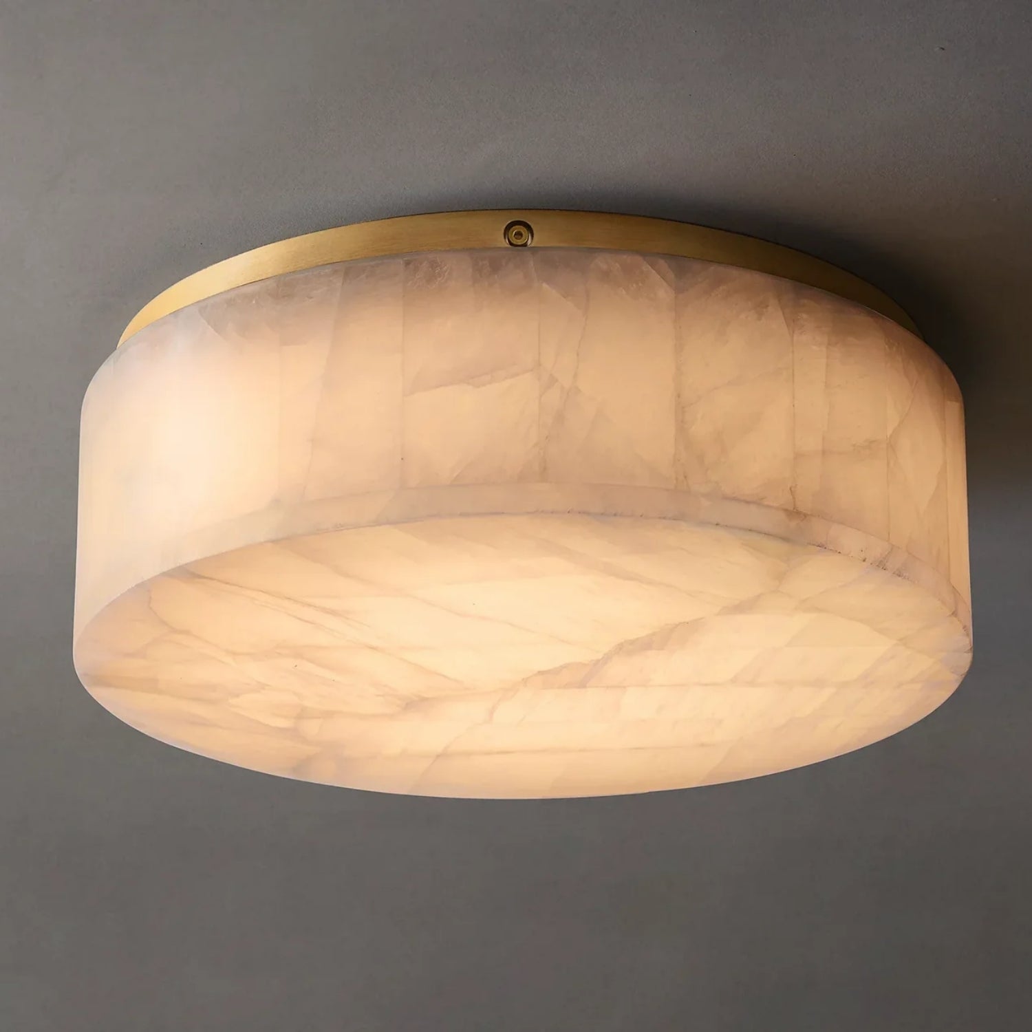 Rivage Modern Lüks Silindirik Doğal Alabaster Taşlı Tavan Sıfır Avize Plafonyer (Riv-Round-Ceil)