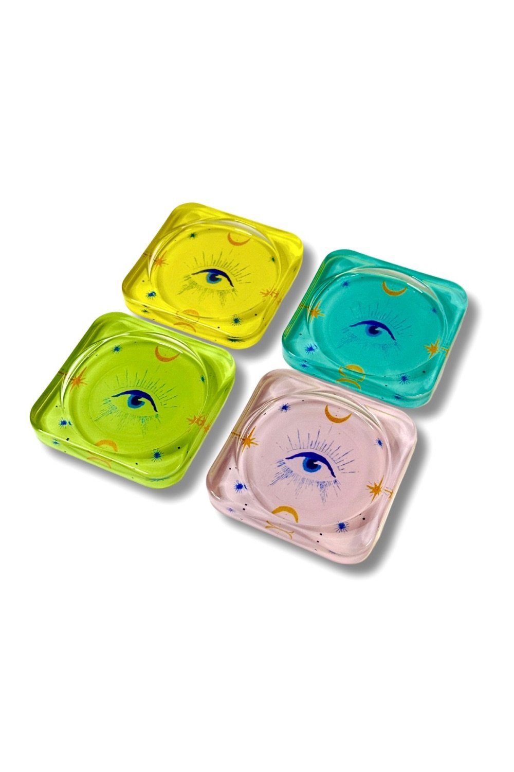 Rooms Design Studio-Eyez On You Cam Bardak Altlığı 4'lü Set-Bardak Altlığı-2-Milagron.com