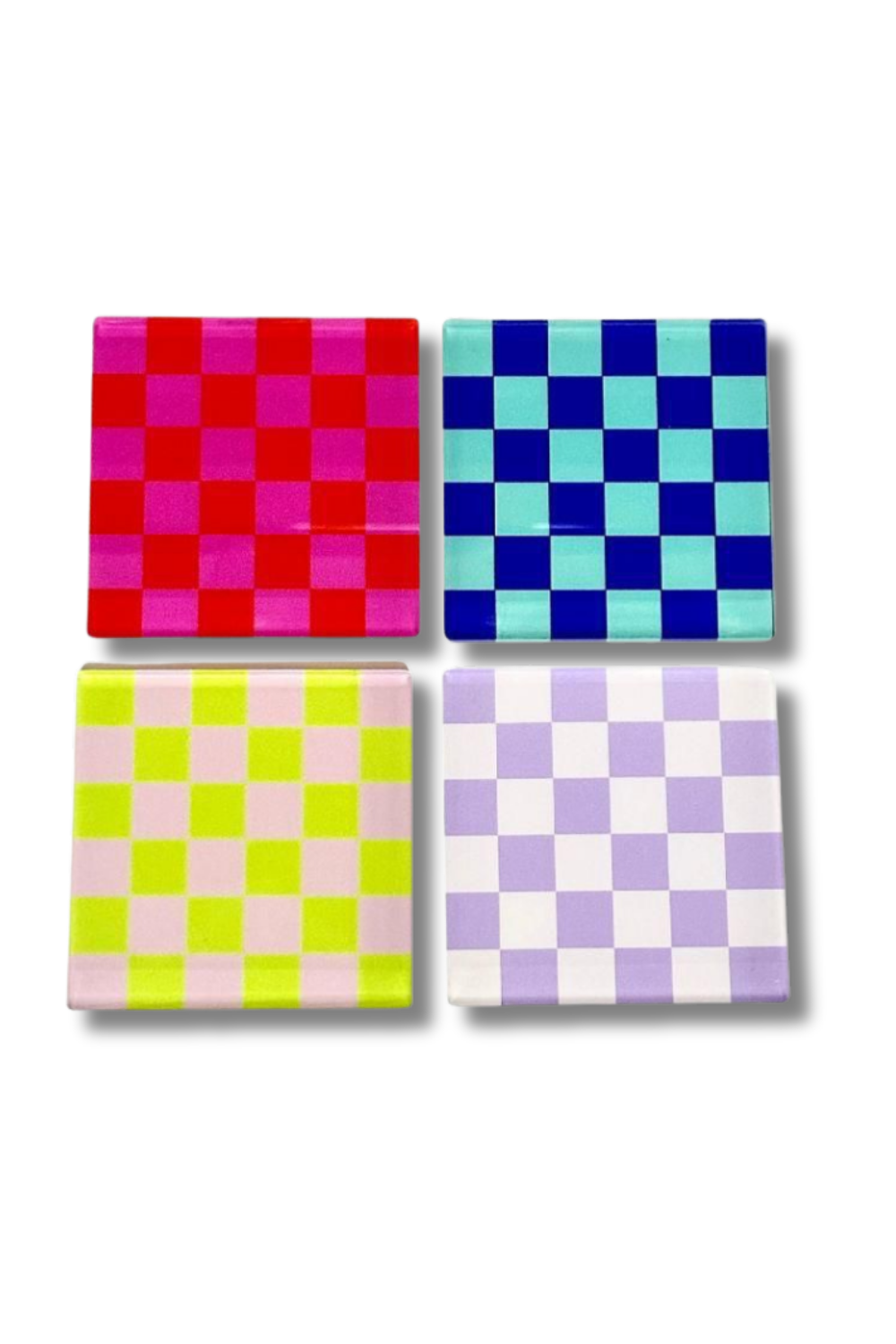 Rooms Design Studio-Retro Checkerboard Bardak Altlığı 4'lü Set-Bardak Altlığı-2-Milagron.com