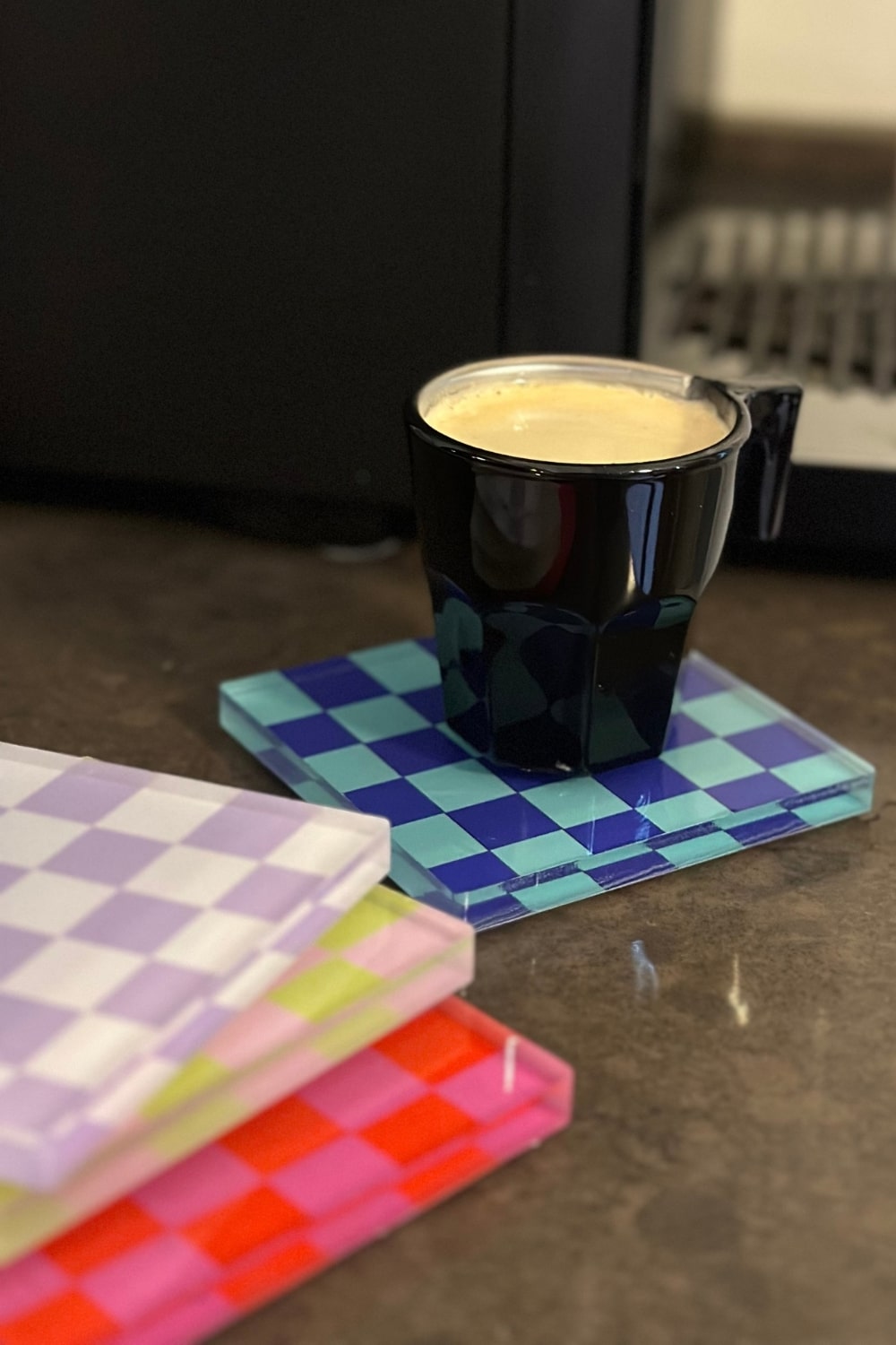 Rooms Design Studio-Retro Checkerboard Bardak Altlığı 4'lü Set-Bardak Altlığı-3-Milagron.com