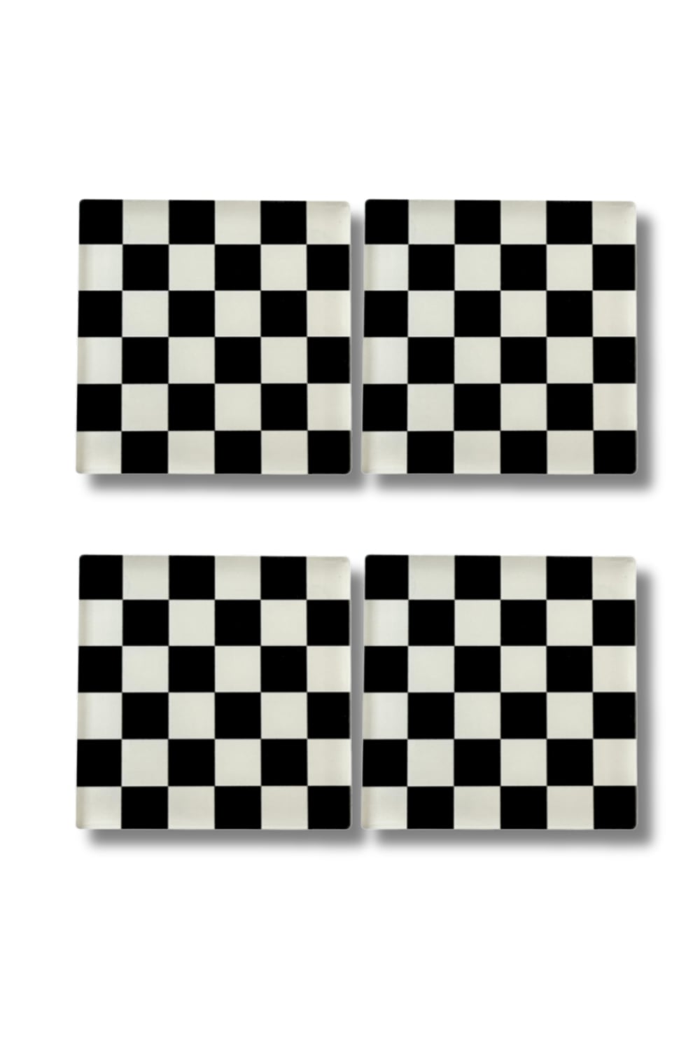 Rooms Design Studio-Retro Checkerboard Bardak Altlığı Black And White-Bardak Altlığı-2-Milagron.com