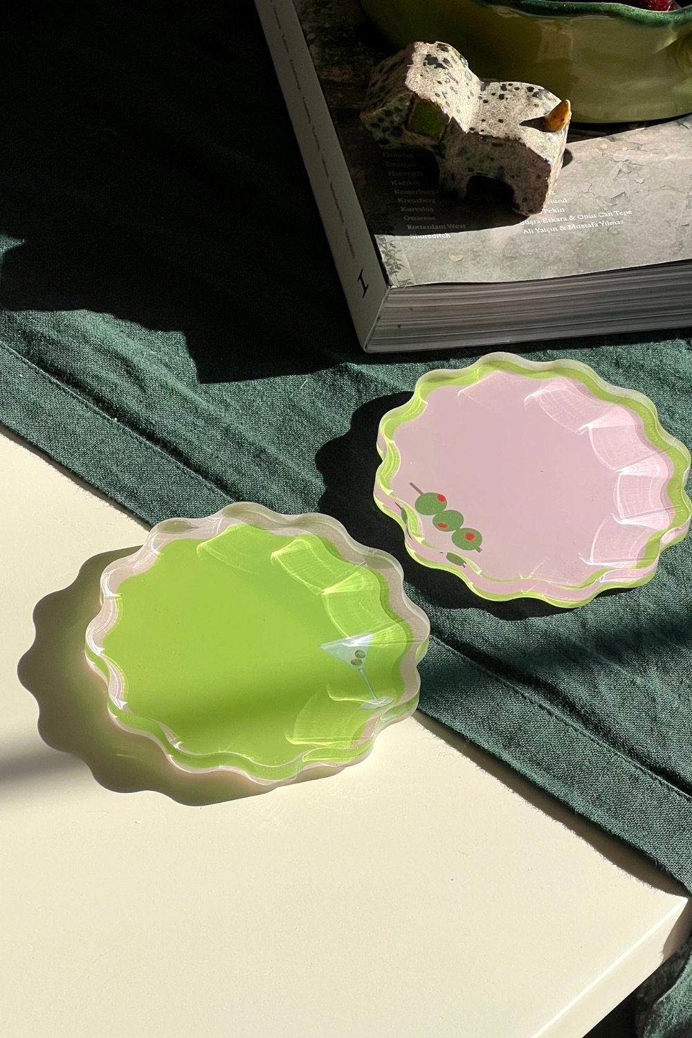 Rooms Design Studio-Sip Of Olive Bardak Altlığı 2'li Set-Bardak Altlığı-1-Milagron.com