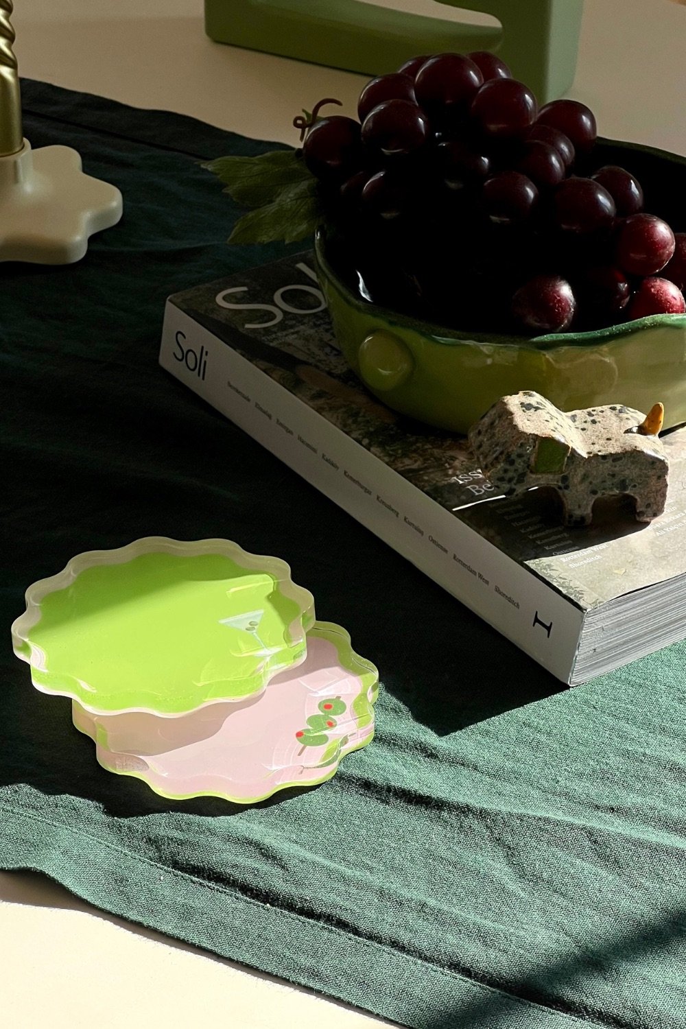 Rooms Design Studio-Sip Of Olive Bardak Altlığı 2'li Set-Bardak Altlığı-3-Milagron.com