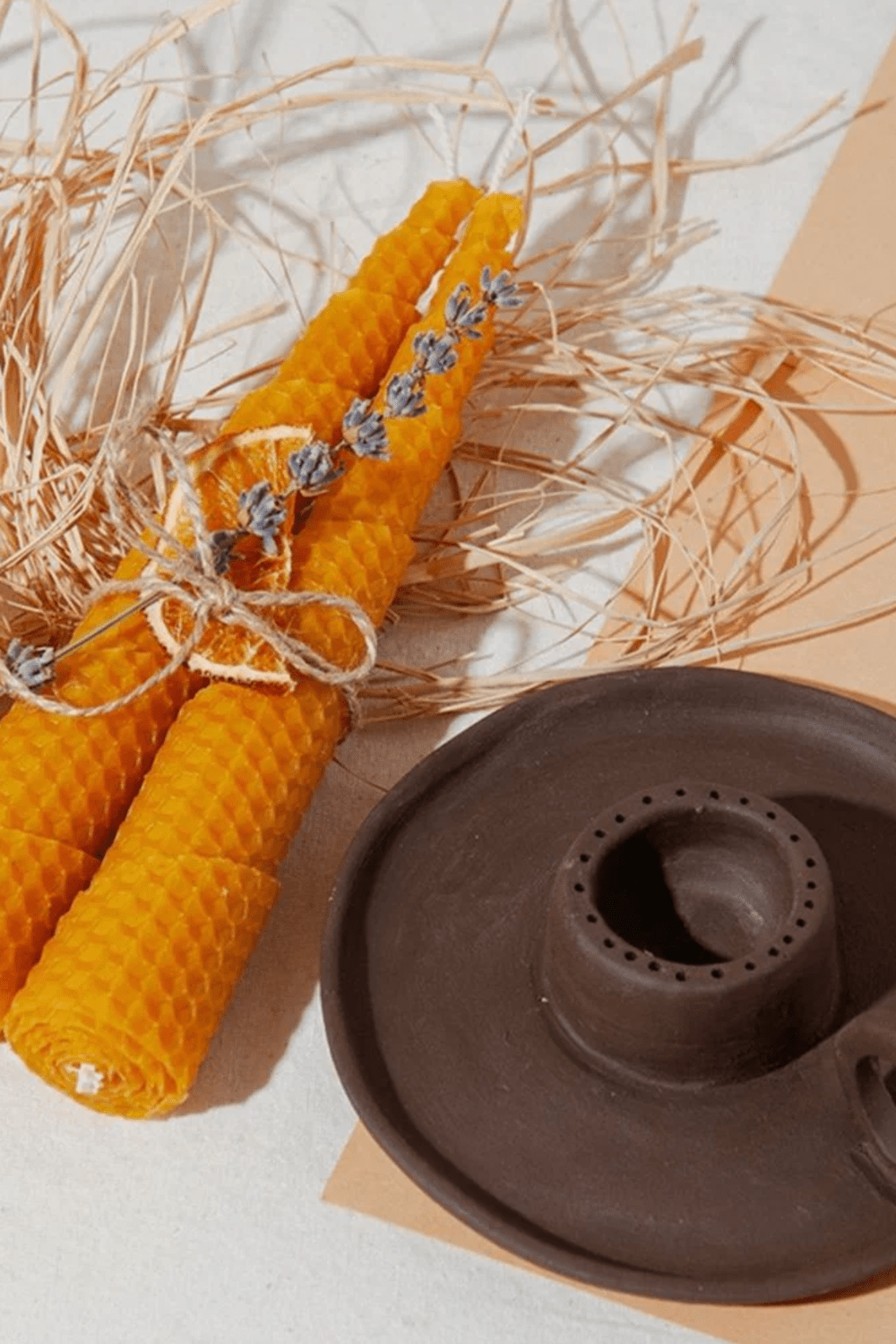 Root Aromaterapi-Diagonal 2'li Doğal Balmumu Mum-Mum-2-Milagron.com