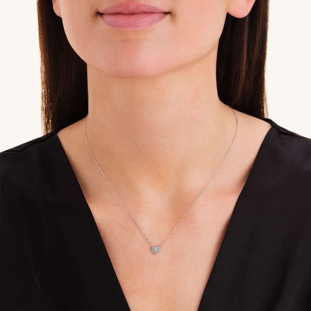 Rosefield Jnphs.J1320Gümüş Renk Pave Kalp Çelik Kolye