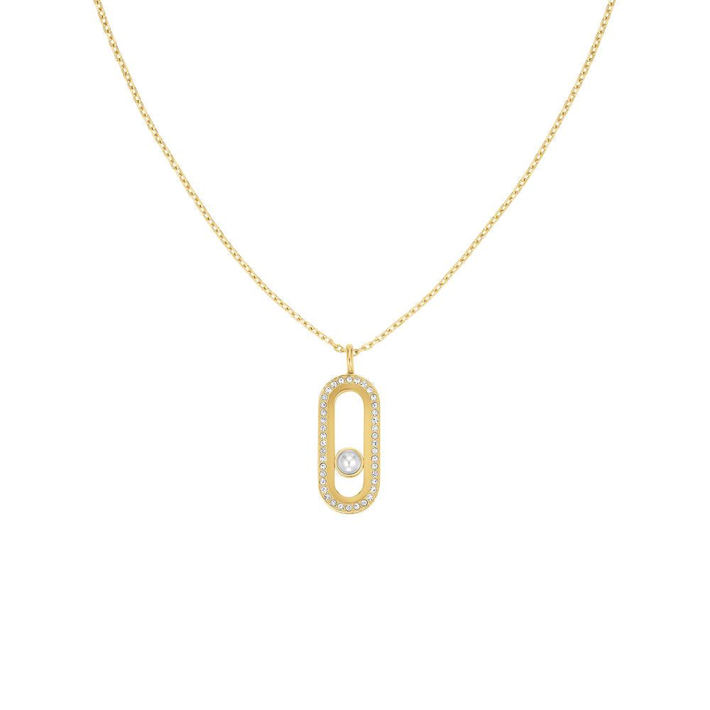 Rosefield Jnppg.J1293 Altın Renk Modern İNci Kristal Çelik Kolye