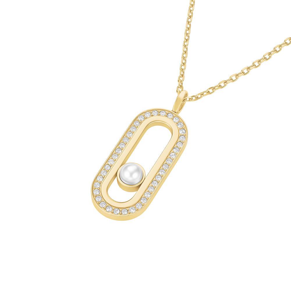 Rosefield Jnppg.J1293 Altın Renk Modern İNci Kristal Çelik Kolye