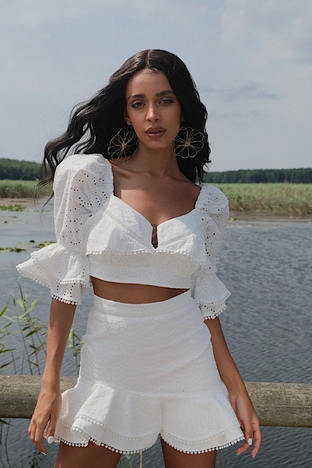 Roselenda-Roselenda Beyaz Mini Etek Ve Üst Takım-Alt - Üst Takım-1-Milagron.com