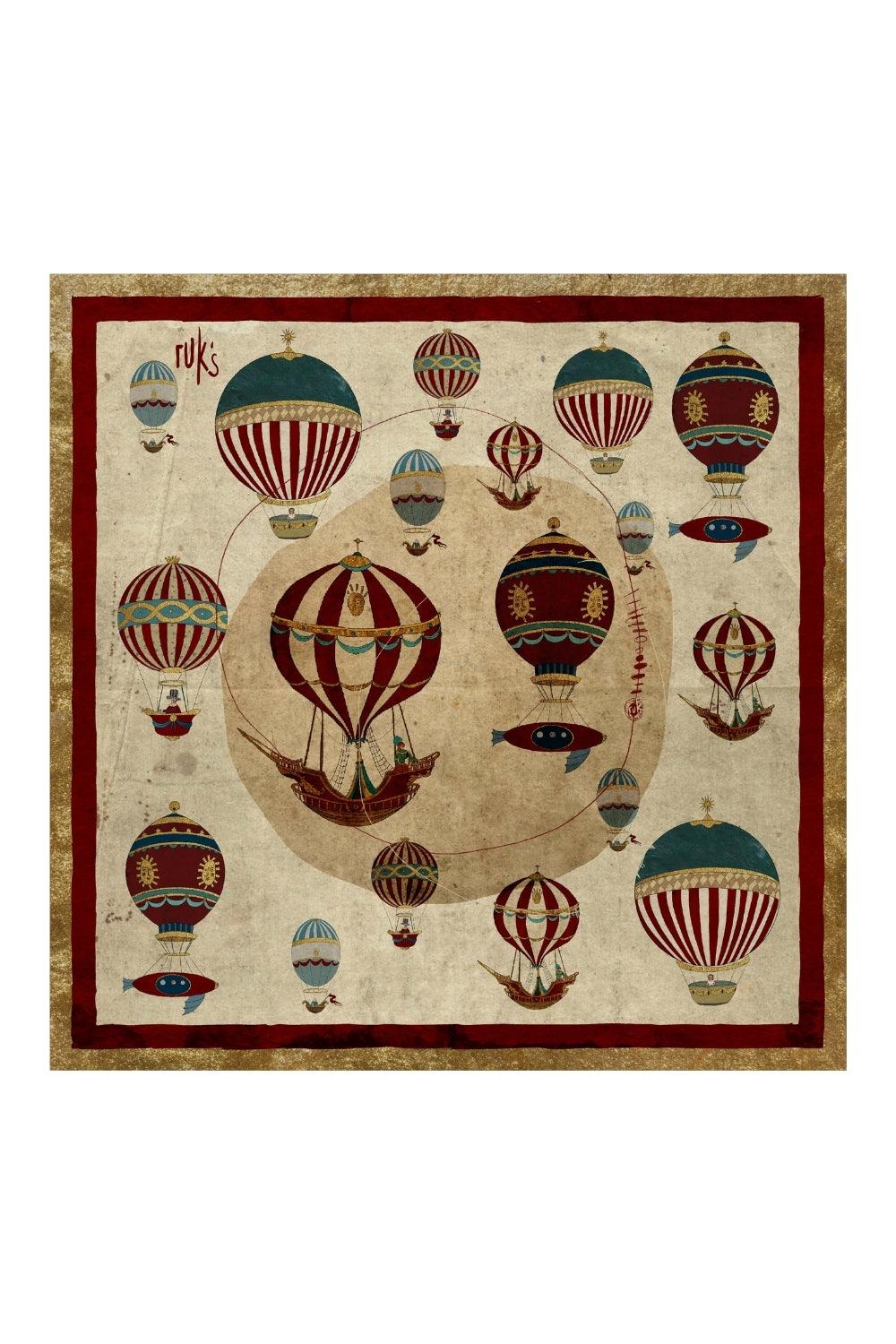 Ruksstore-Balloon İpek İllüstrasyon Eşarp Fular-Şal & Fular-1-Milagron.com