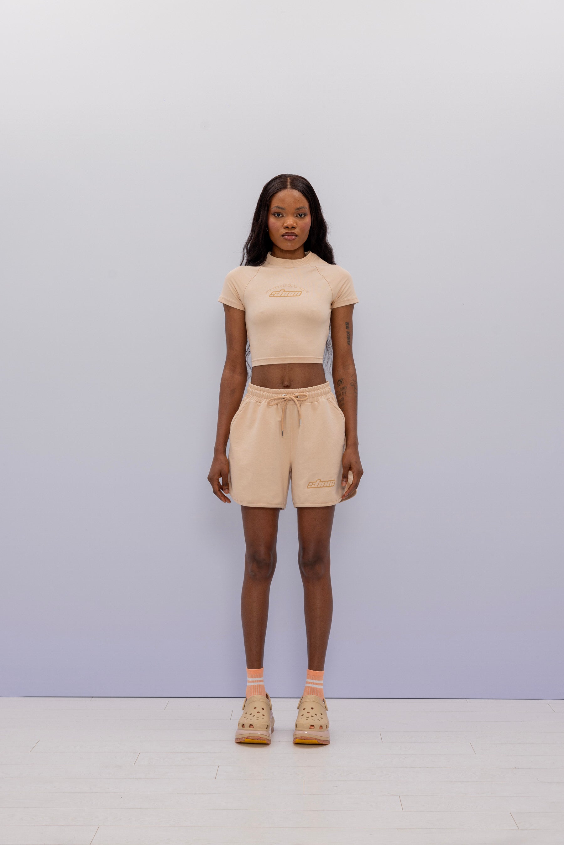 SBNM-'' Calm Mind '' Crop Baby Tee-Crop Top-1-Milagron.com