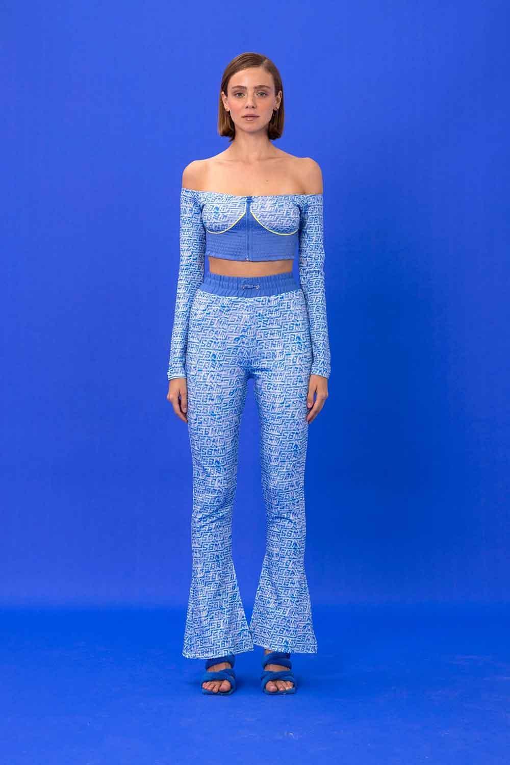 SBNM-Navy Logomania Crop Top-Top-1-Milagron.com