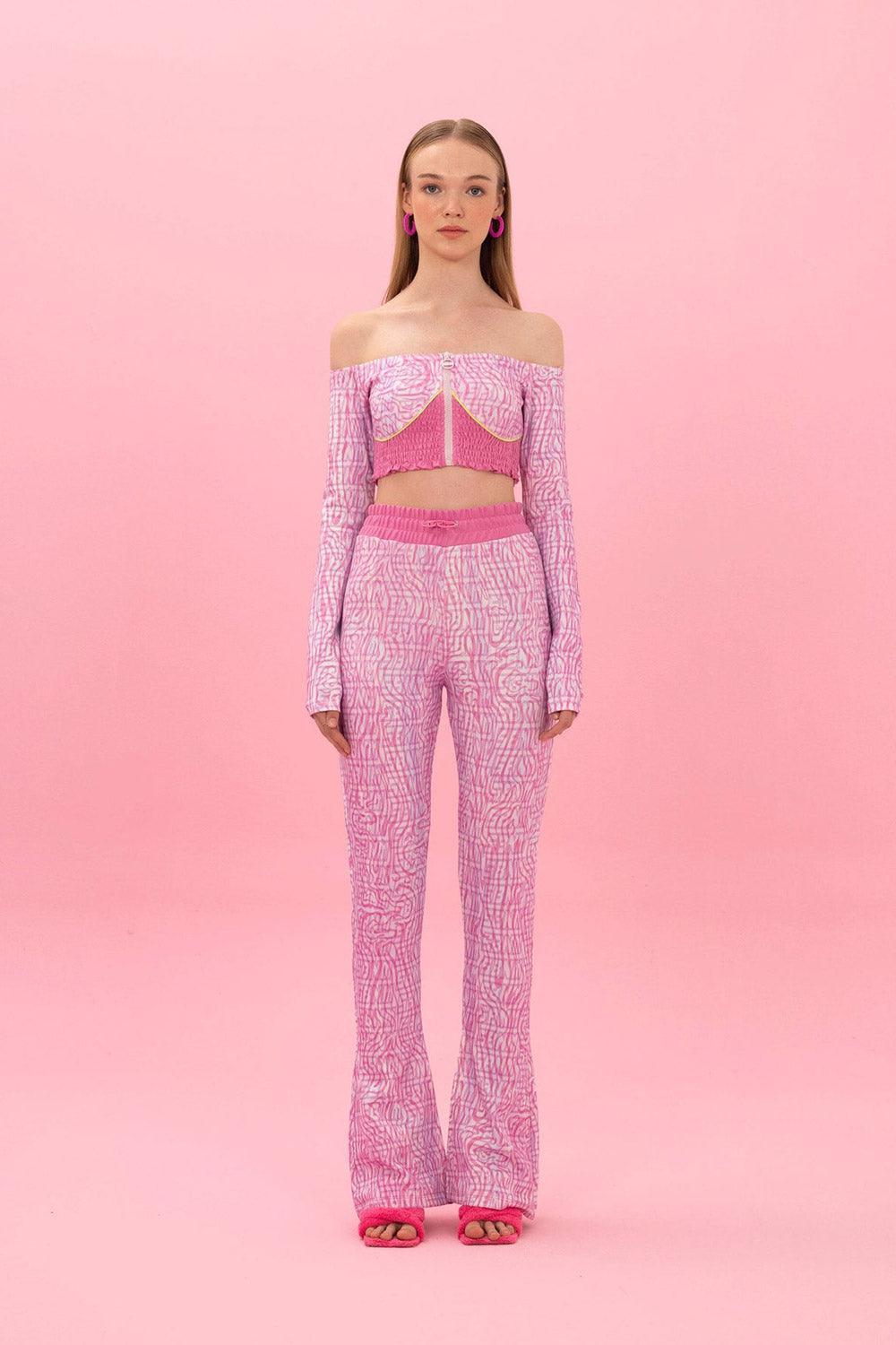 SBNM-Pink Logomania Flare Pants-Pantolon-1-Milagron.com