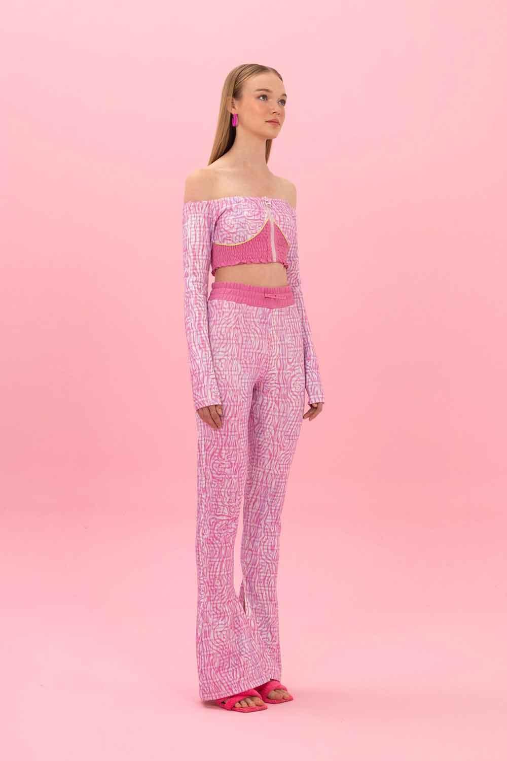 SBNM-Pink Logomania Flare Pants-Pantolon-3-Milagron.com