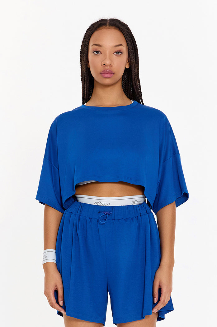 SBNM-Pull On Yoga Tee In Blue-T-Shirts-1-Milagron.com