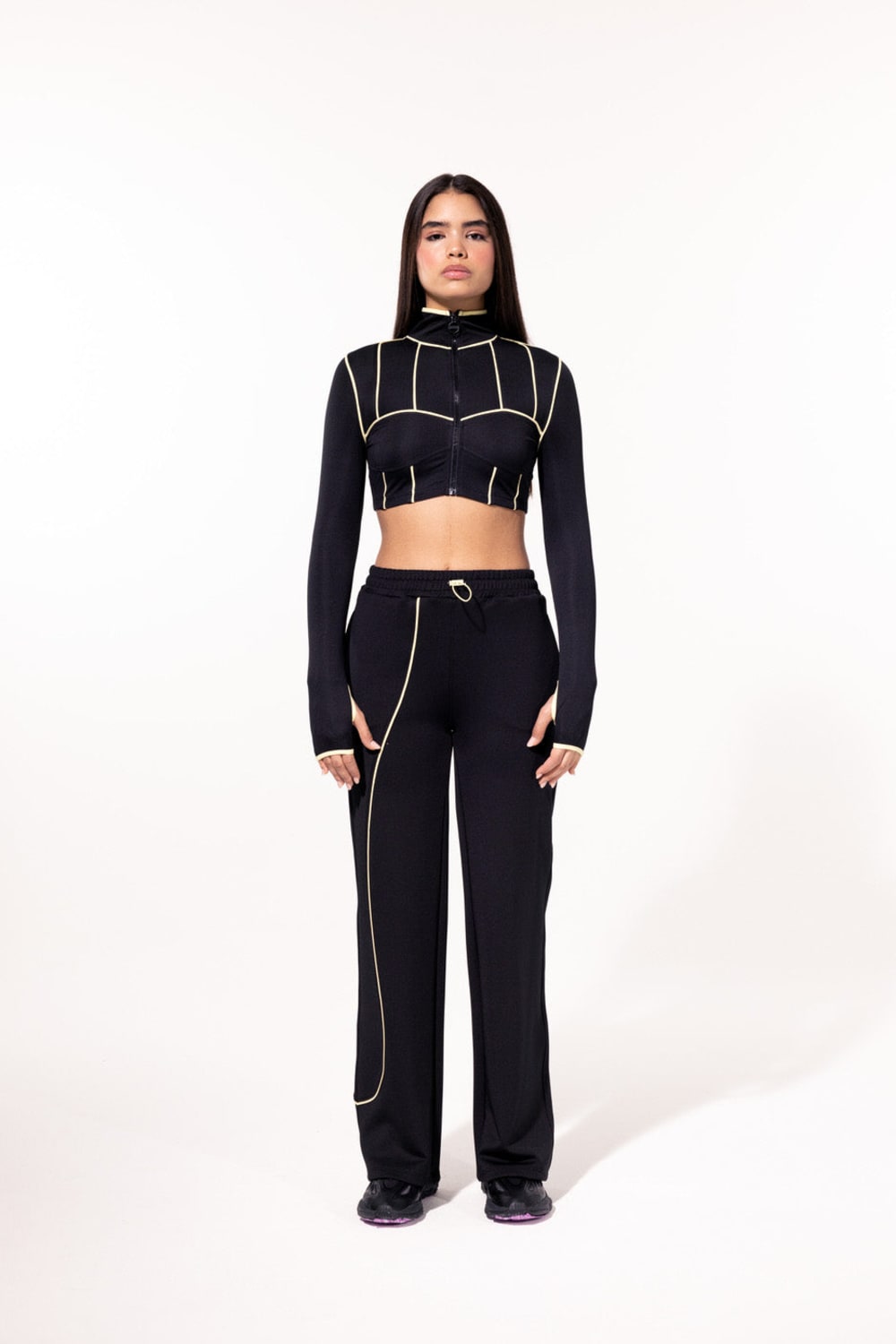 SBNM-Yellow Contrast Straight Pants-Eşofman-1-Milagron.com