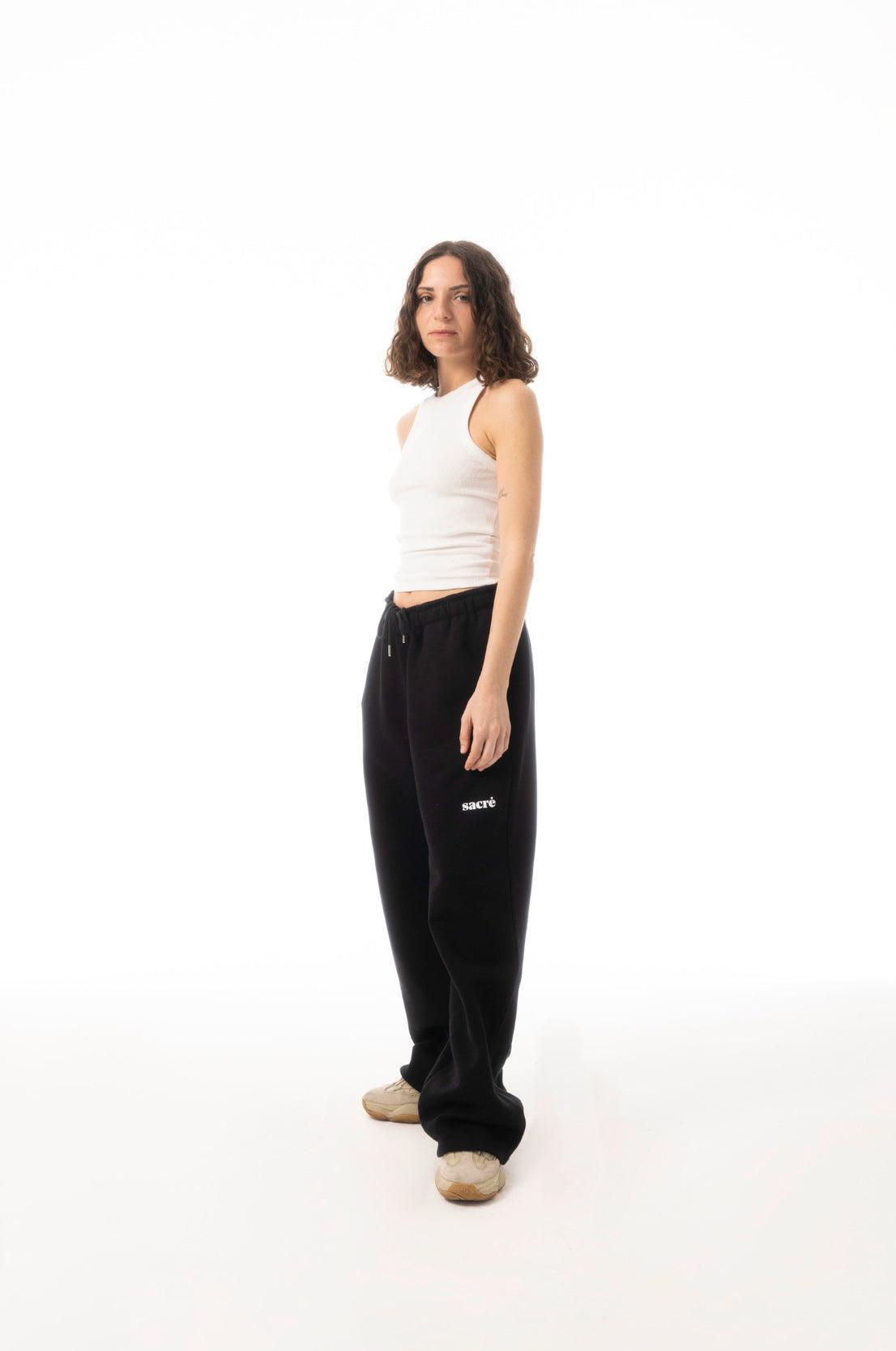 Sacré-Solid Black Sweat Pants-Eşofman-1-Milagron.com