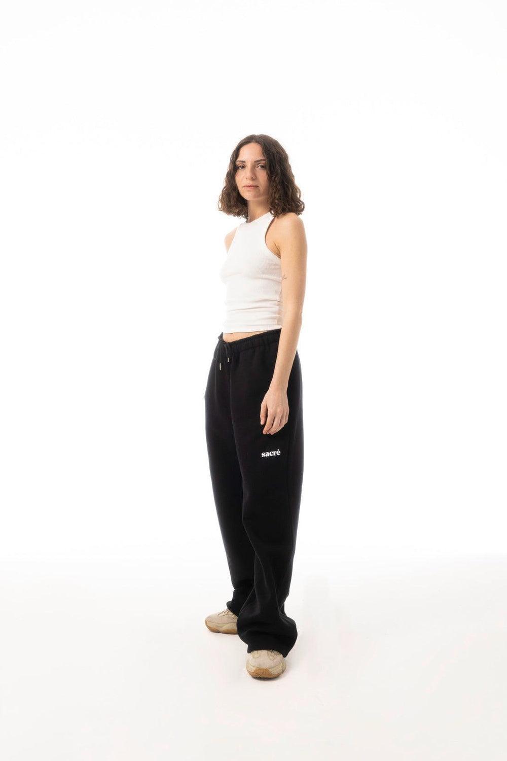 Sacré-Solid Black Sweat Pants-Eşofman-2-Milagron.com