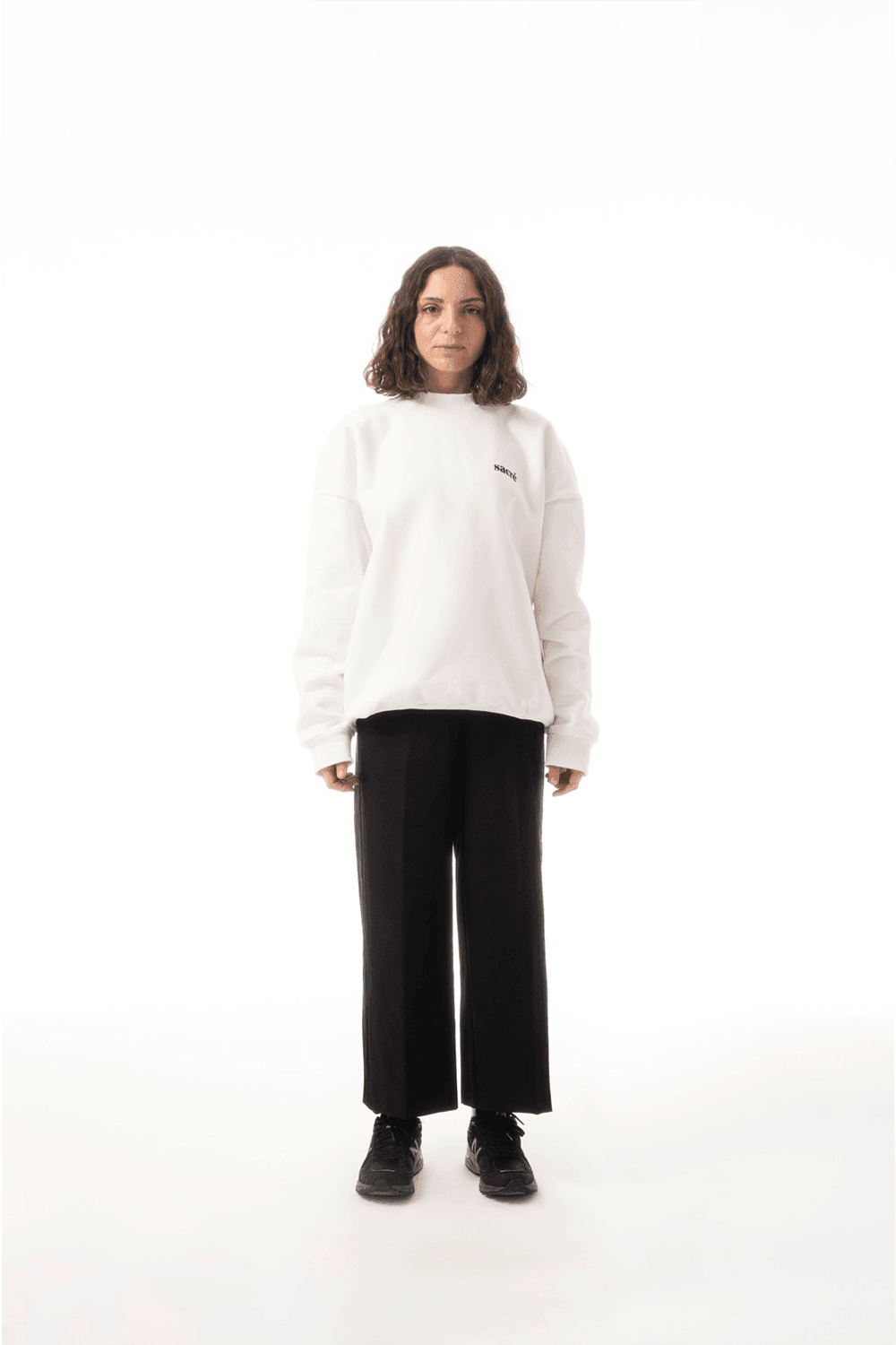 Sacré-Solid White Sweatshirt-Sweatshirts & Hoodies-1-Milagron.com