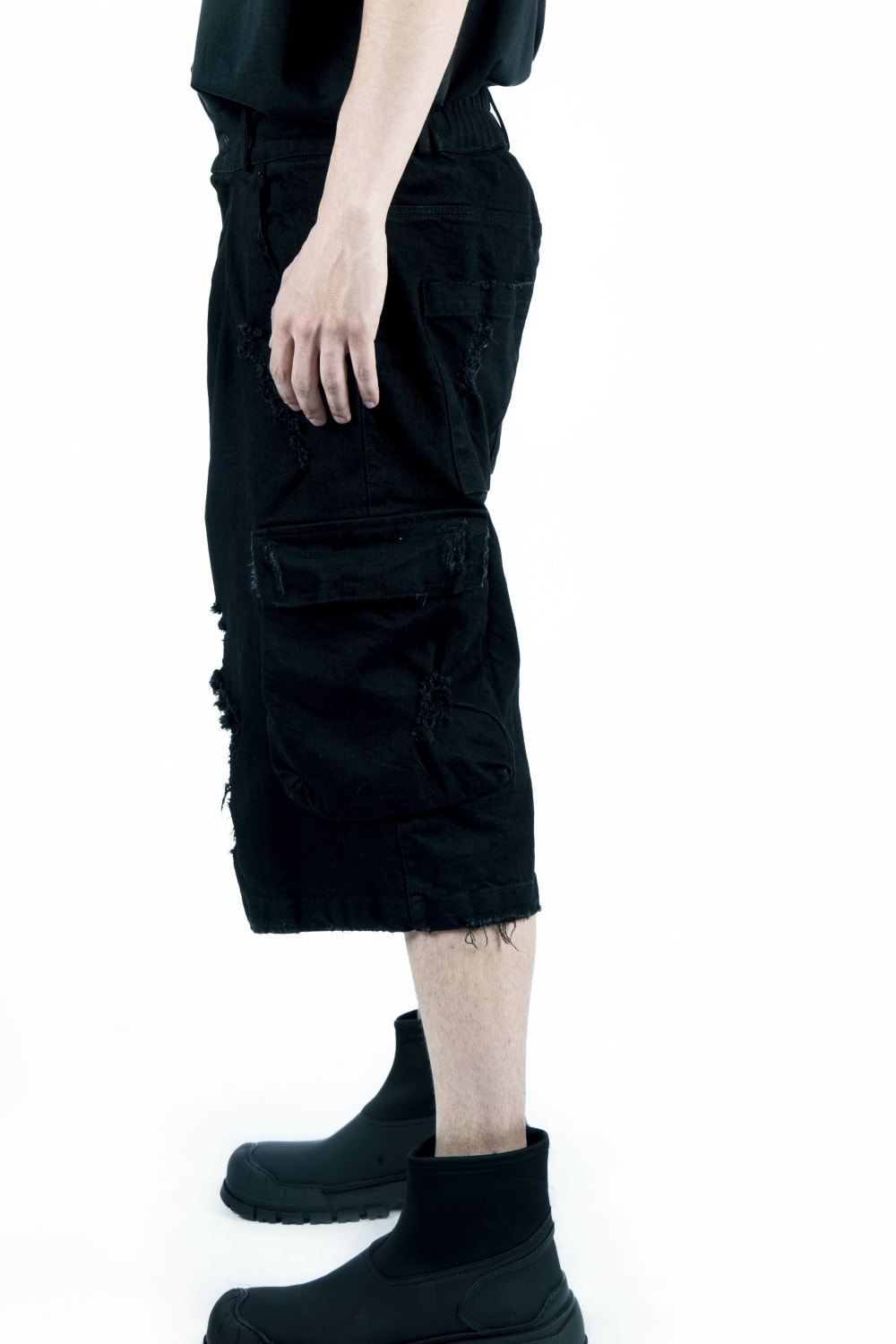 Saint Alen-Rebel Black Denim Short-Şort-6-Milagron.com