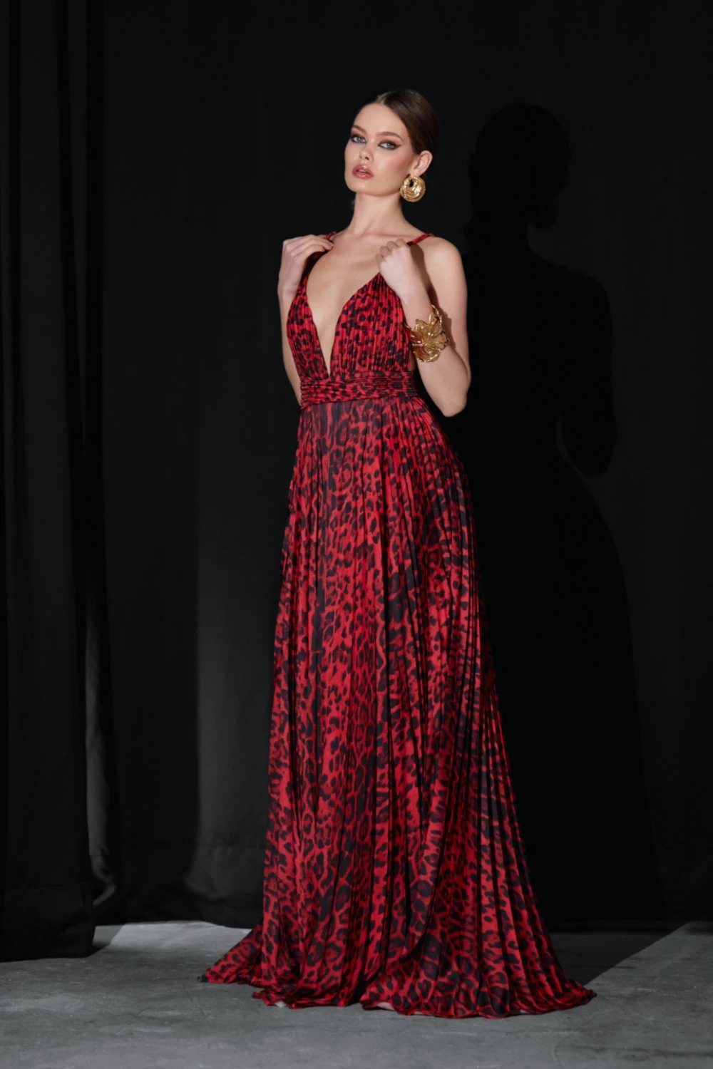 Saléa-Flamme Rouge Leopard Silk Satin-Elbise-1-Milagron.com