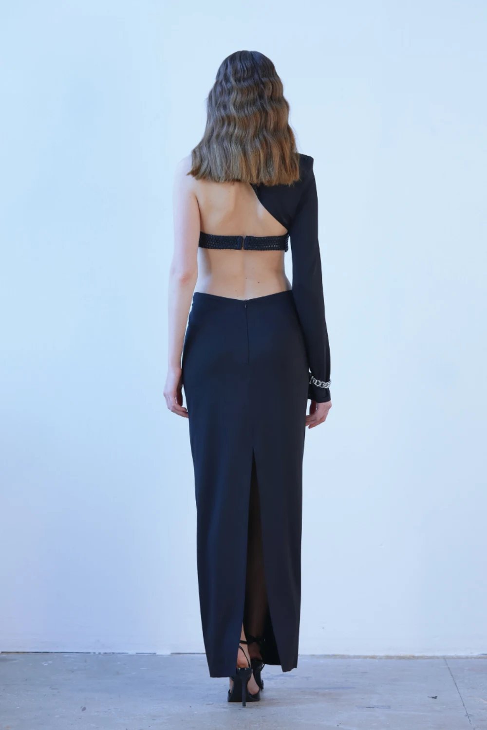 Saléa-Midnight Allure In Midi-Elbise-2-Milagron.com