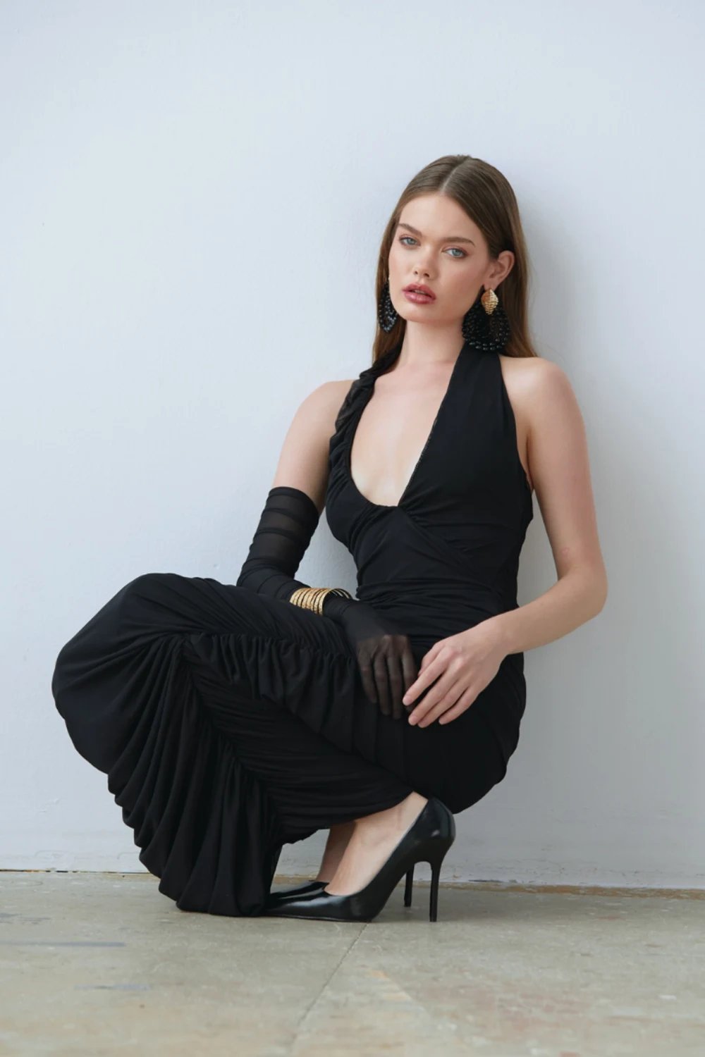 Saléa-Passionate Black In Midi-Elbise-2-Milagron.com