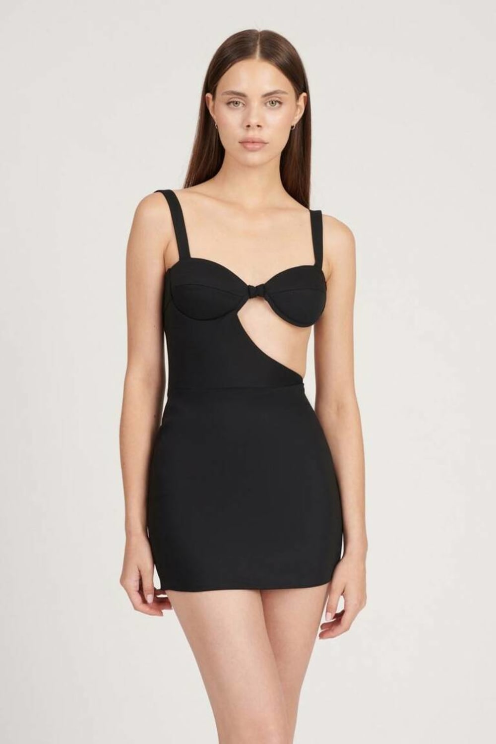 Saléa-Pearl Cut Out Detail Black Dress-Elbise-3-Milagron.com