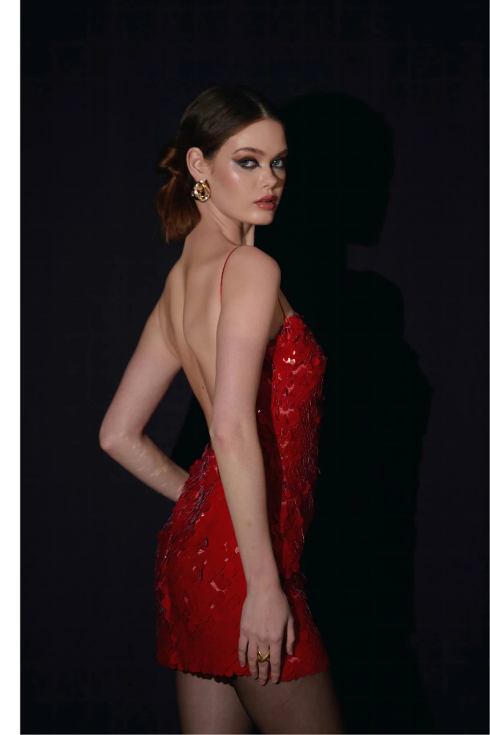 Saléa-Rouge Envoulant Sequin In Mini-Elbise-2-Milagron.com