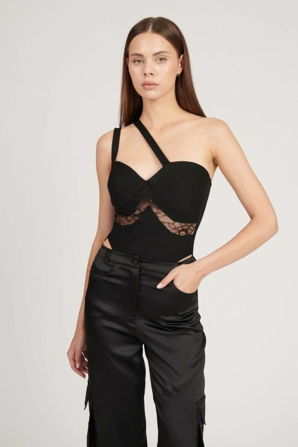 Saléa-To Party Lace Detail Bodysuit-Top-1-Milagron.com