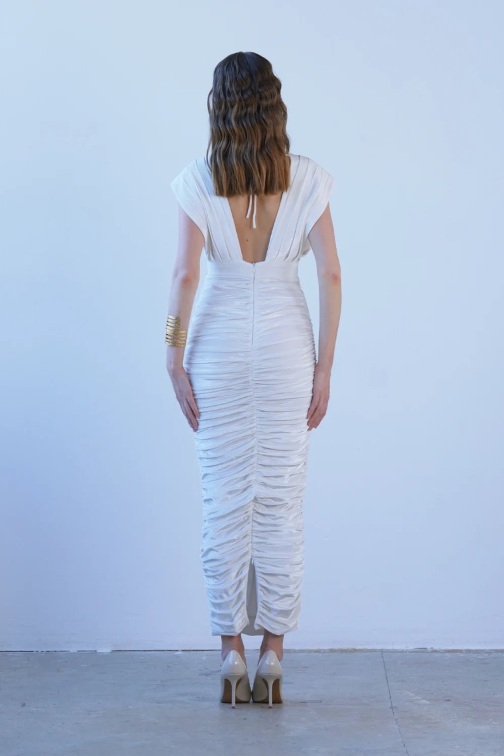 Saléa-Velvet Moonlight In Ecru-Elbise-2-Milagron.com